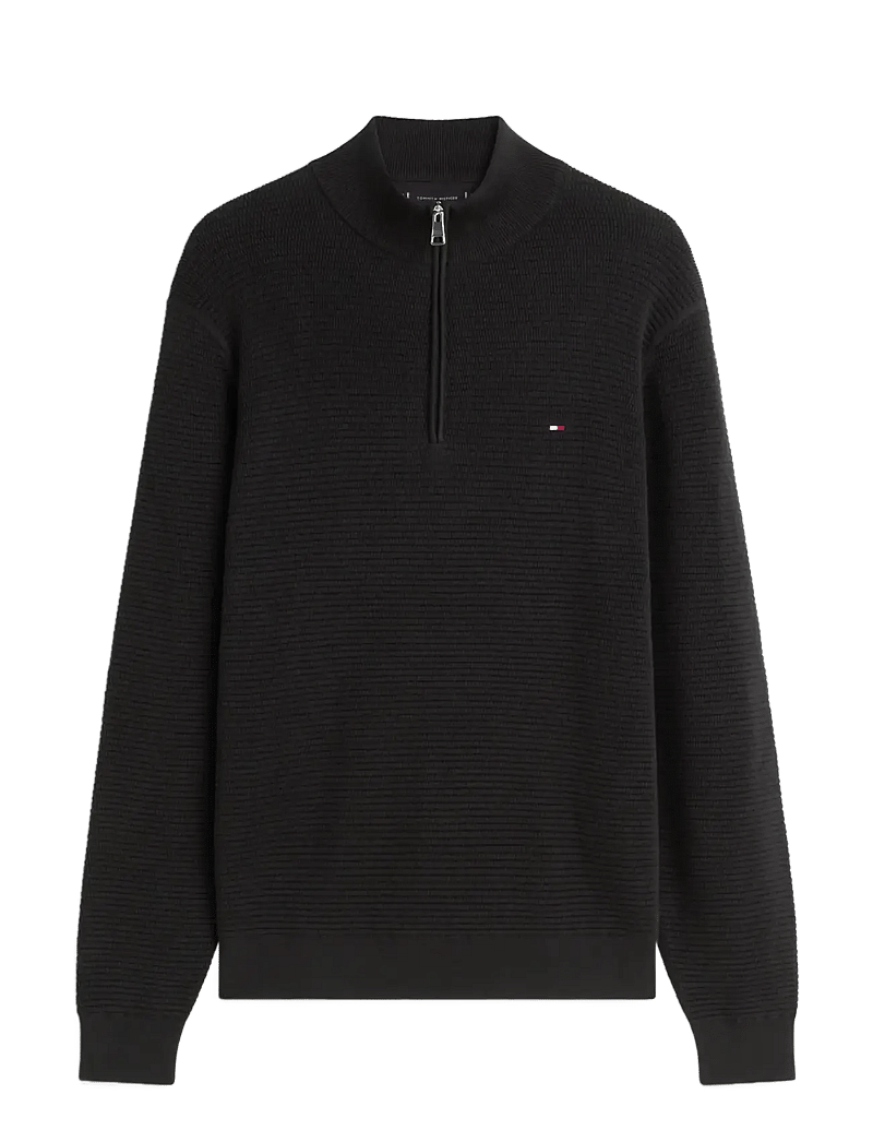 Tommy Hilfiger - SEASONAL STRUCTURE ZIP MOCK - half zip-tröjor - black - 1