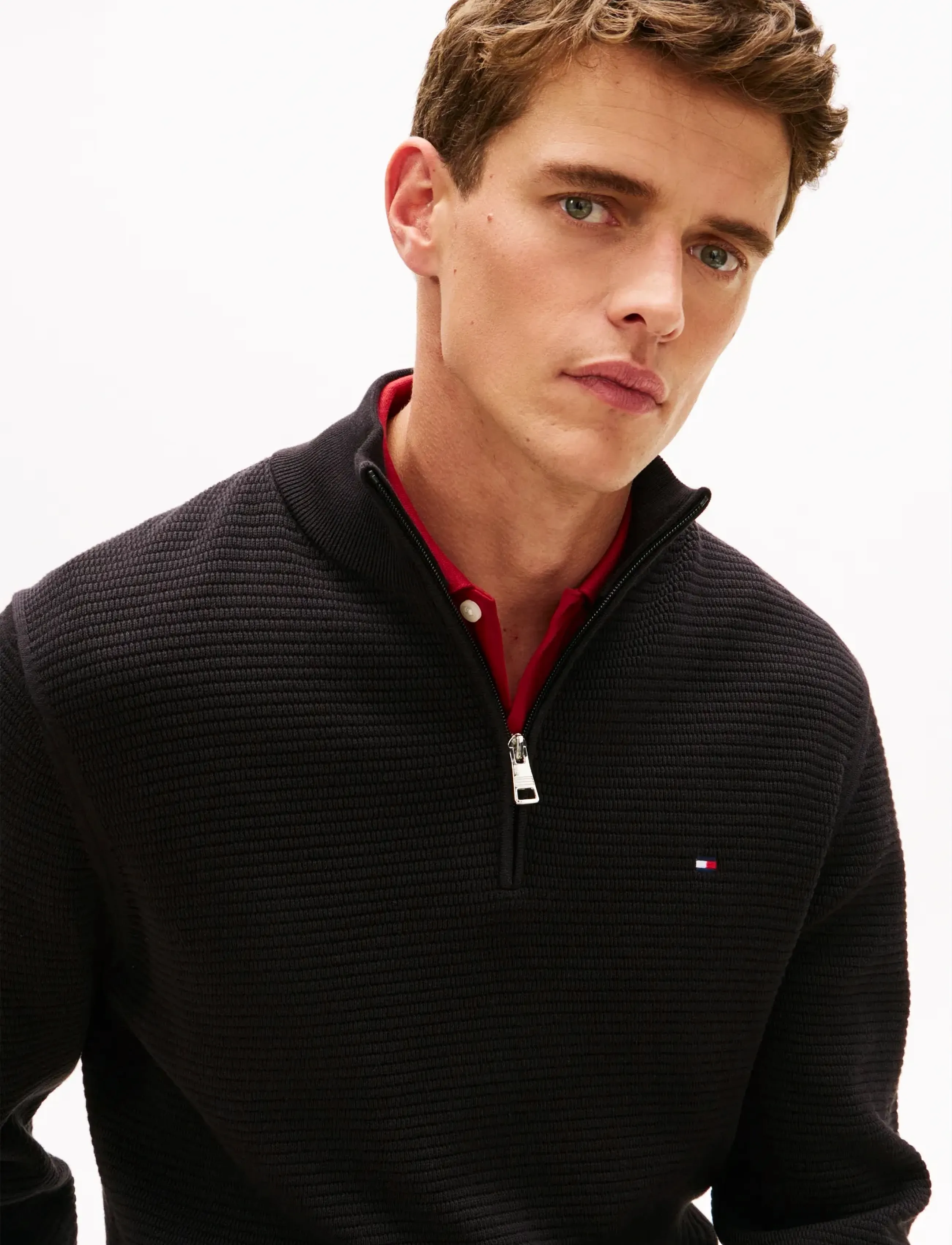 Tommy Hilfiger - SEASONAL STRUCTURE ZIP MOCK - pullover mit halbem reißverschluss - black - 4