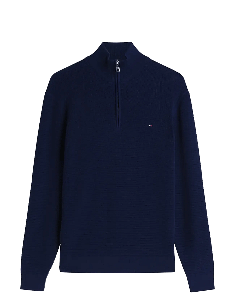 Tommy Hilfiger - SEASONAL STRUCTURE ZIP MOCK - half zip-tröjor - carbon navy - 1