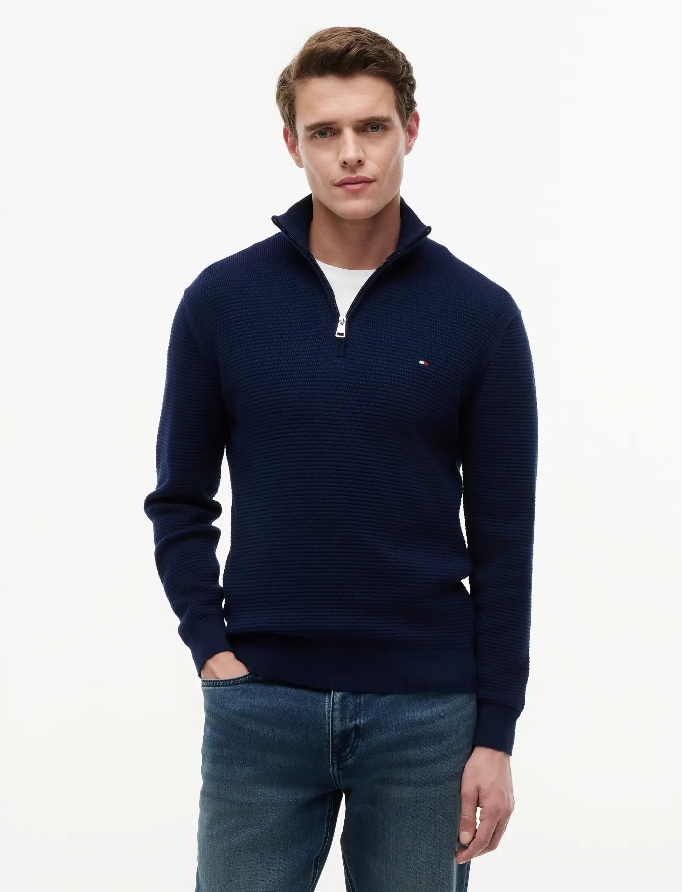 Tommy Hilfiger SEASONAL STRUCTURE ZIP MOCK - Tommy Hilfiger - CARBON NAVY / navy