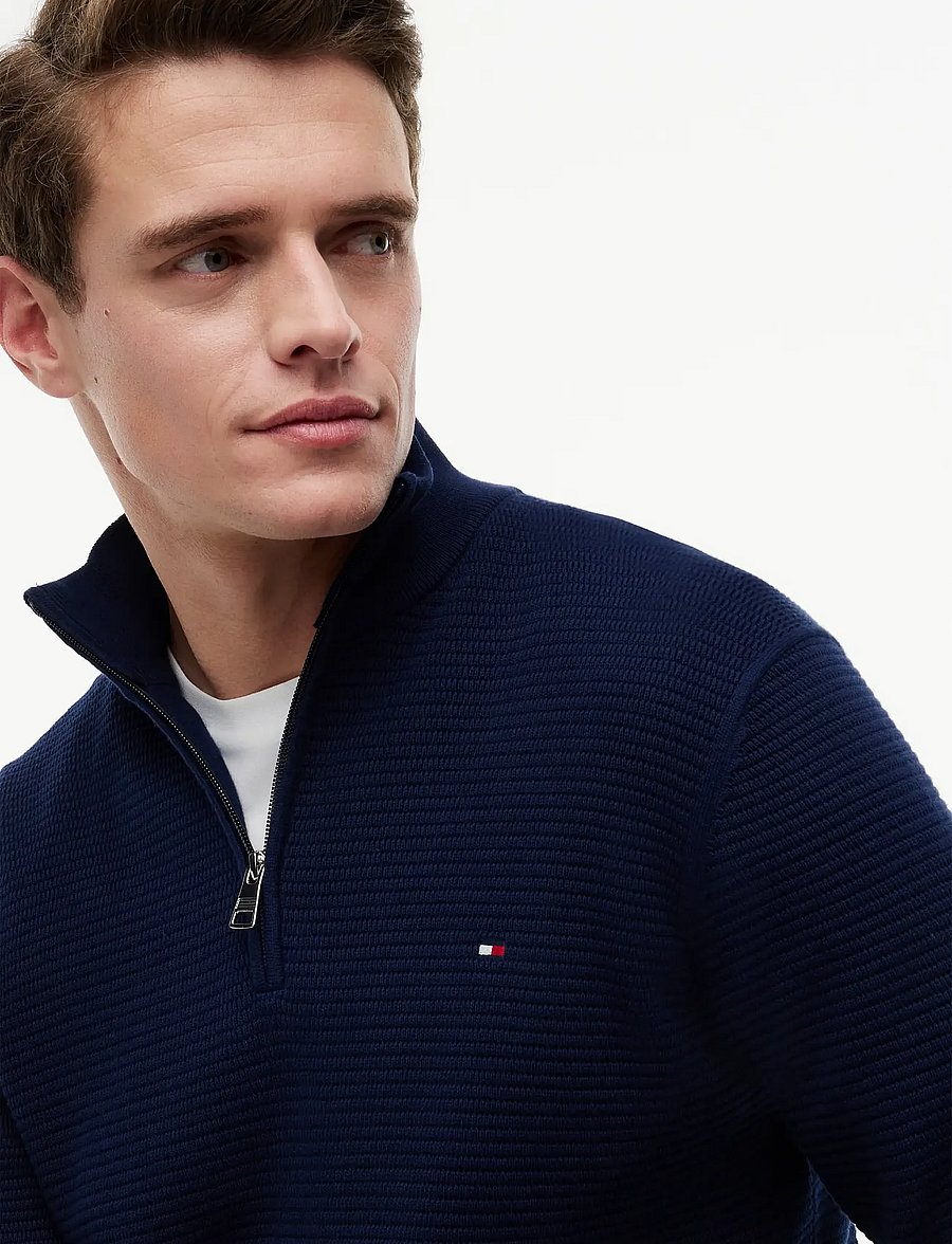 Tommy Hilfiger - SEASONAL STRUCTURE ZIP MOCK - half zip-tröjor - carbon navy - 3