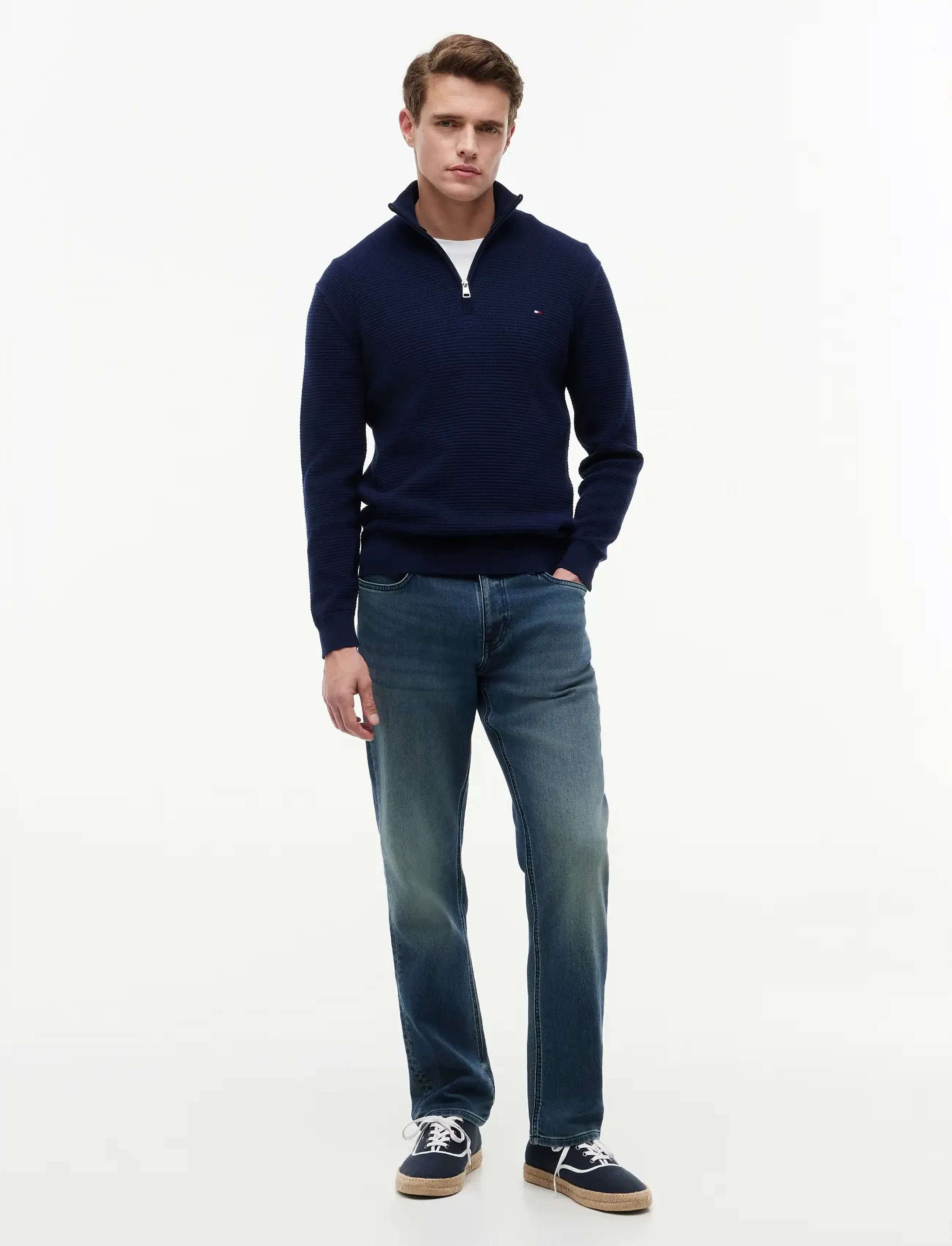 Tommy Hilfiger - SEASONAL STRUCTURE ZIP MOCK - half zip-tröjor - carbon navy - 4