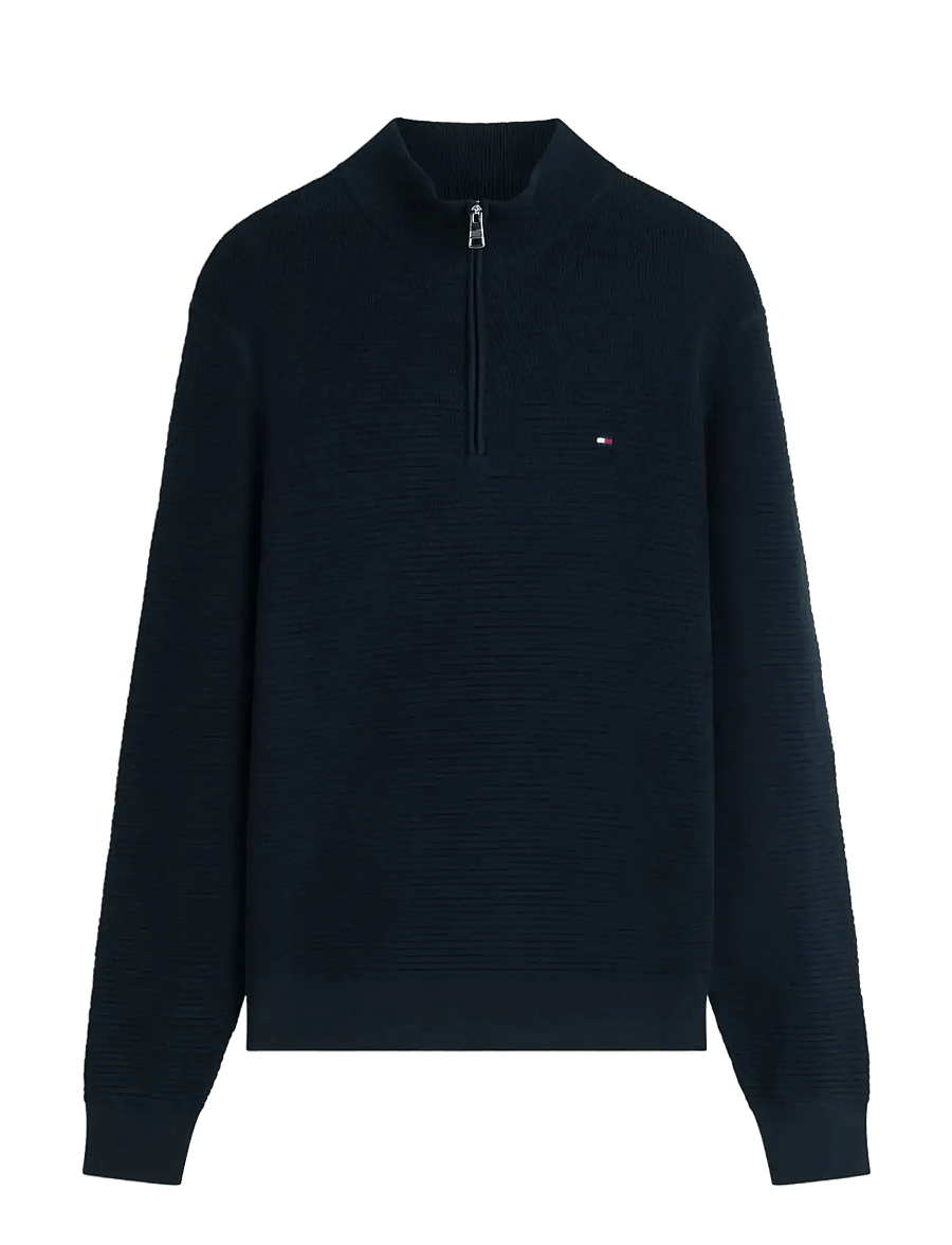 Tommy Hilfiger - SEASONAL STRUCTURE ZIP MOCK - pullover mit halbem reißverschluss - desert sky - 1
