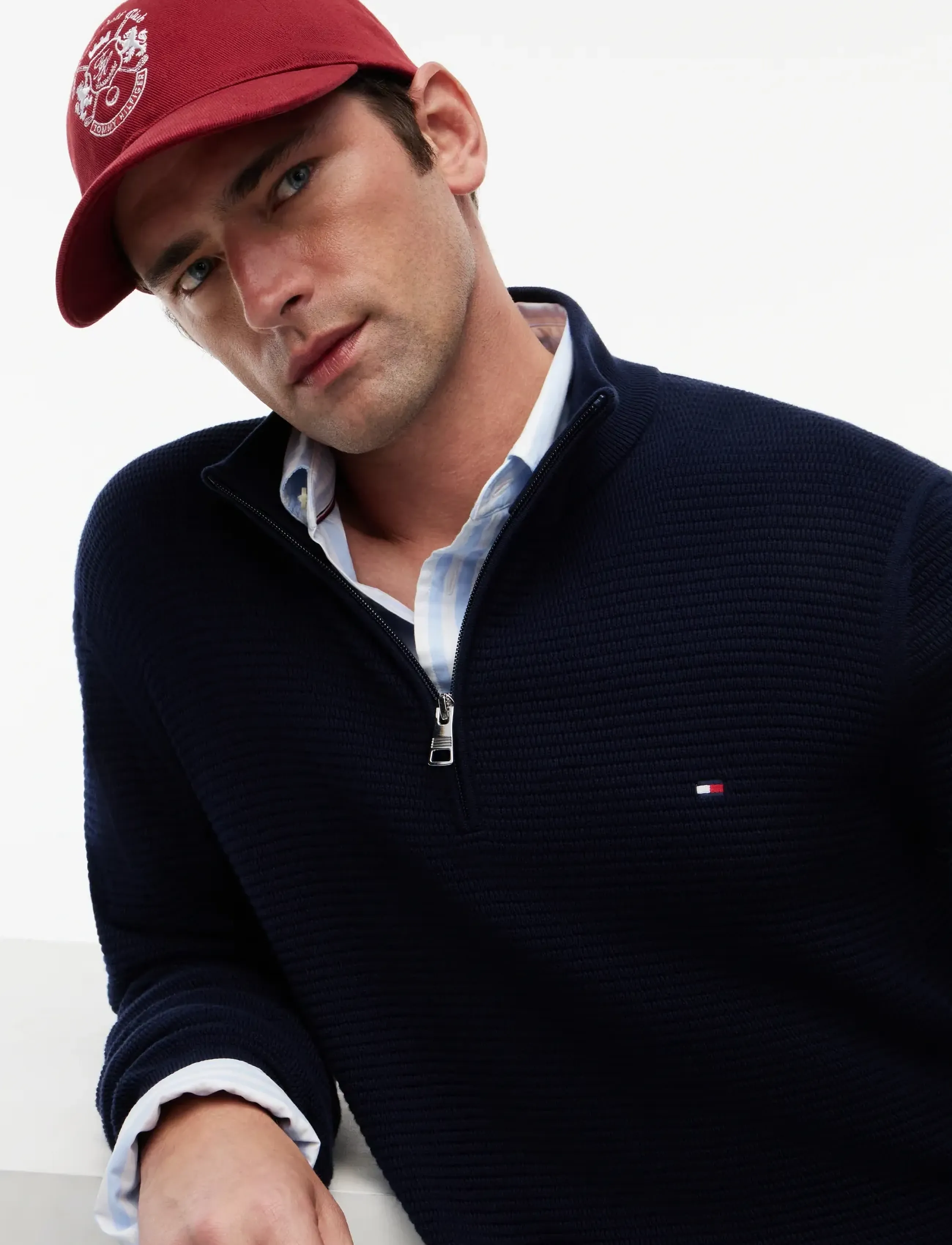 Tommy Hilfiger - SEASONAL STRUCTURE ZIP MOCK - half zip jumpers - desert sky - 3
