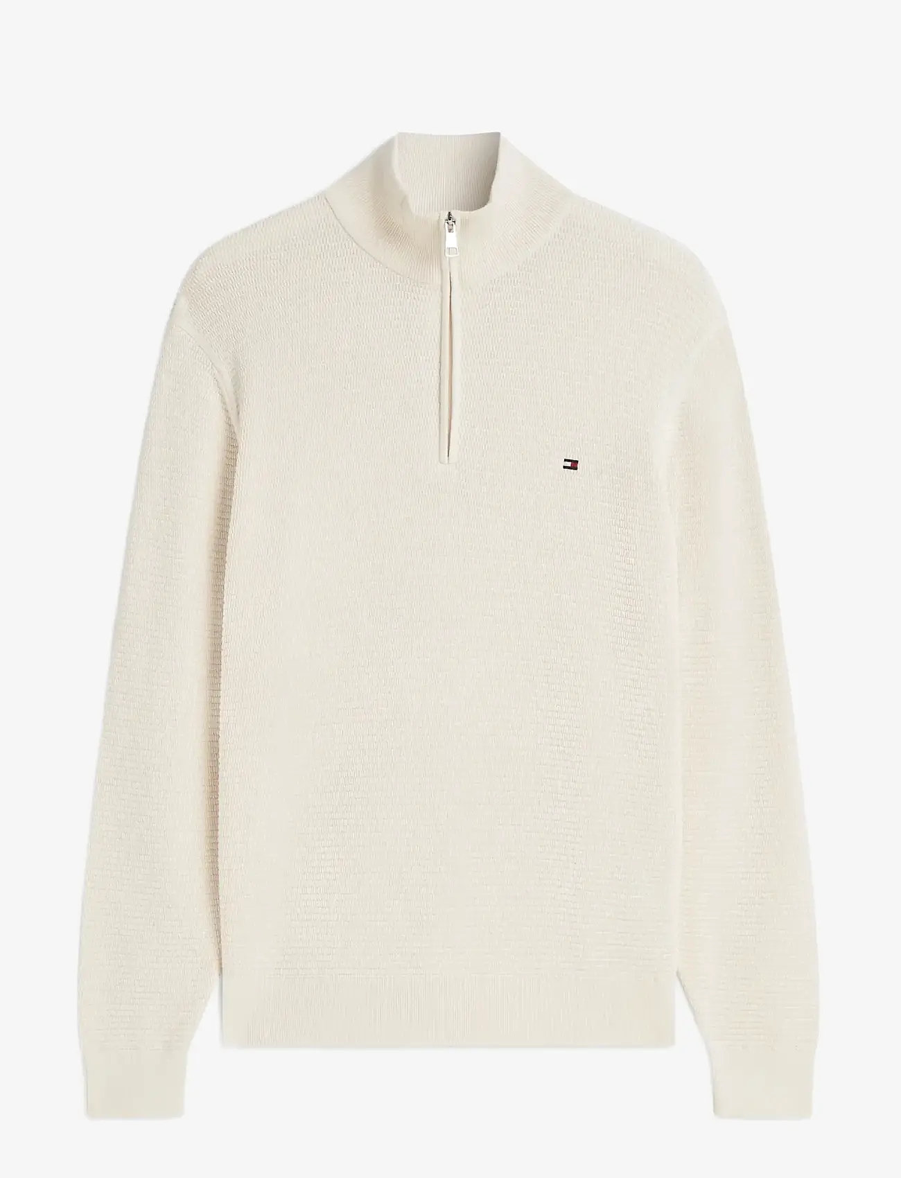 Tommy Hilfiger - SEASONAL STRUCTURE ZIP MOCK - halfzip strik - ivory petal - 1