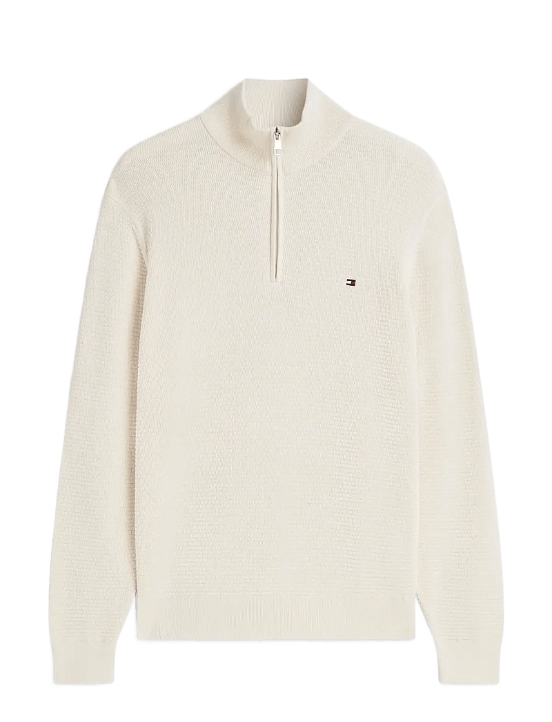 Tommy Hilfiger - SEASONAL STRUCTURE ZIP MOCK - halfzip strik - ivory petal - 1