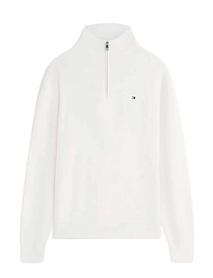 Tommy Hilfiger - SEASONAL STRUCTURE ZIP MOCK - pullover mit halbem reißverschluss - ivory petal - 1
