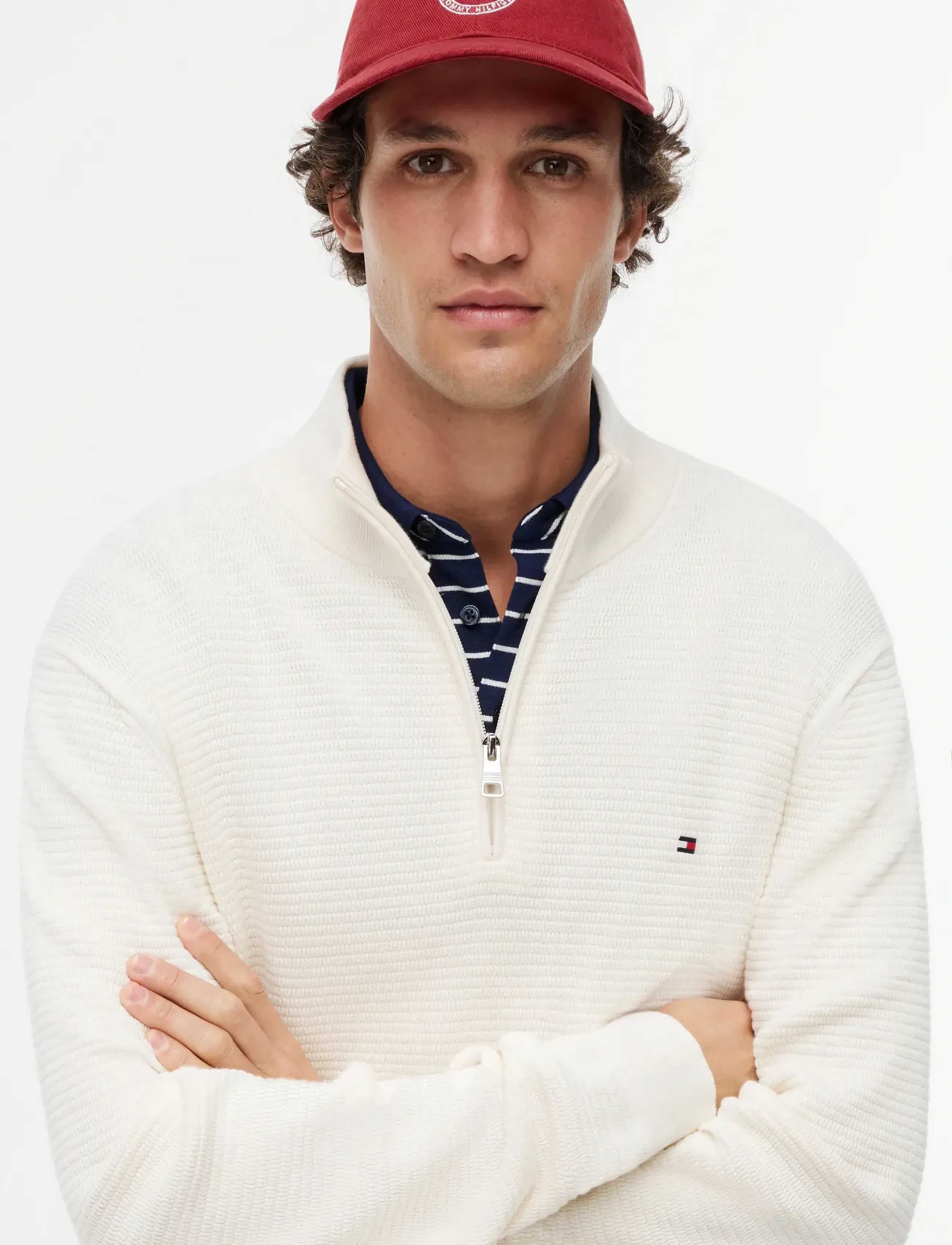 Tommy Hilfiger - SEASONAL STRUCTURE ZIP MOCK - tõmblukk-kaelusega džemprid - ivory petal - 3