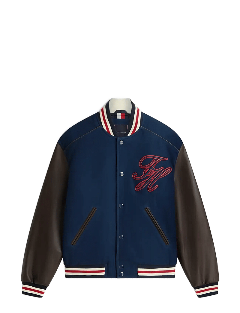 Tommy Hilfiger - LEATHER VARSITY JACKET - varsity-jacken - carbon navy - 1
