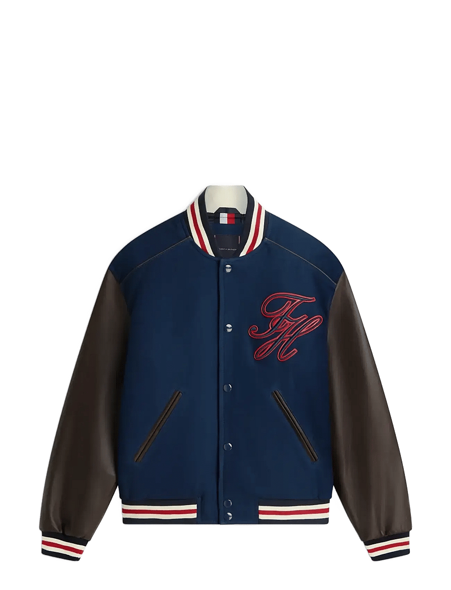 Tommy Hilfiger - LEATHER VARSITY JACKET - varsity-jacken - carbon navy - 1