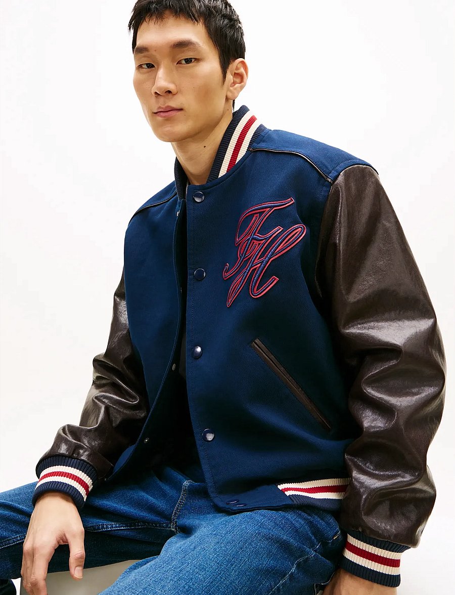Tommy Hilfiger - LEATHER VARSITY JACKET - varsity-jacken - carbon navy - 4