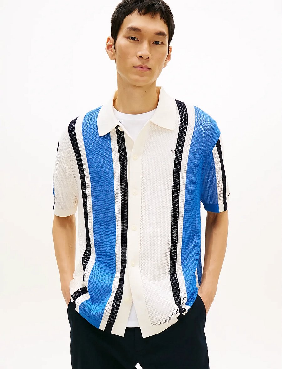 Tommy Hilfiger - ATHLEISURE OPEN KNIT SS SHIRT - polostrik - ivory petal - 0
