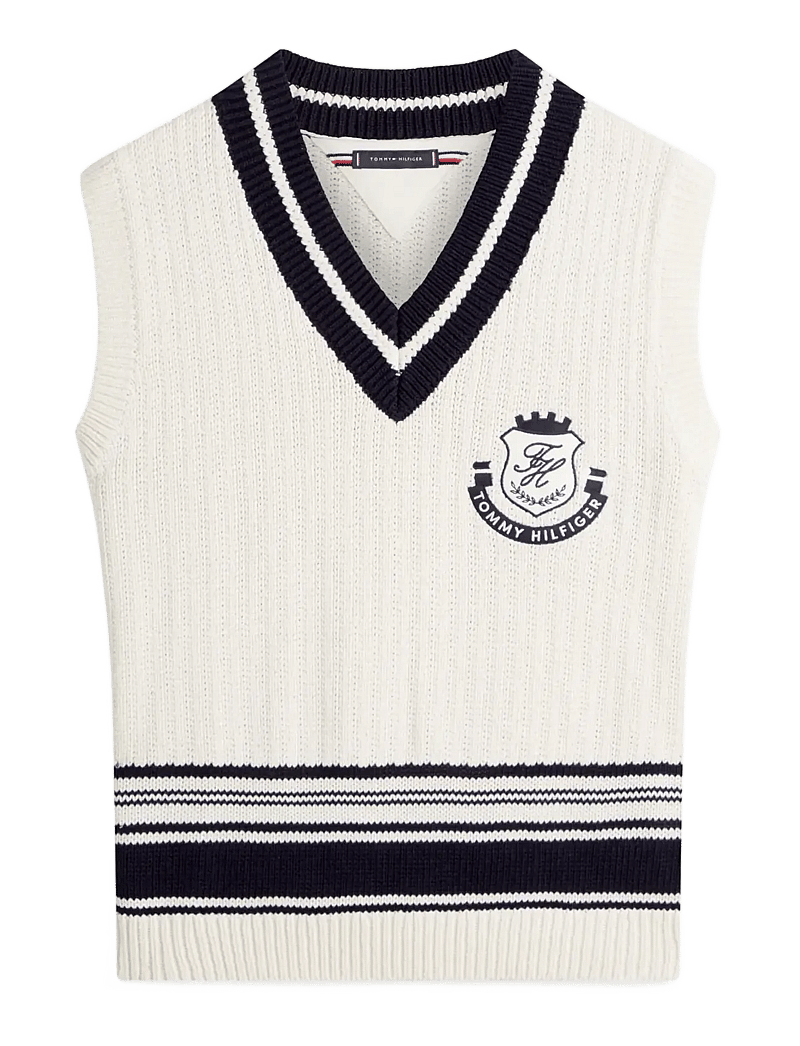 Tommy Hilfiger - ATHLEISURE V NECK VEST - gestrickte westen - ivory petal - 1