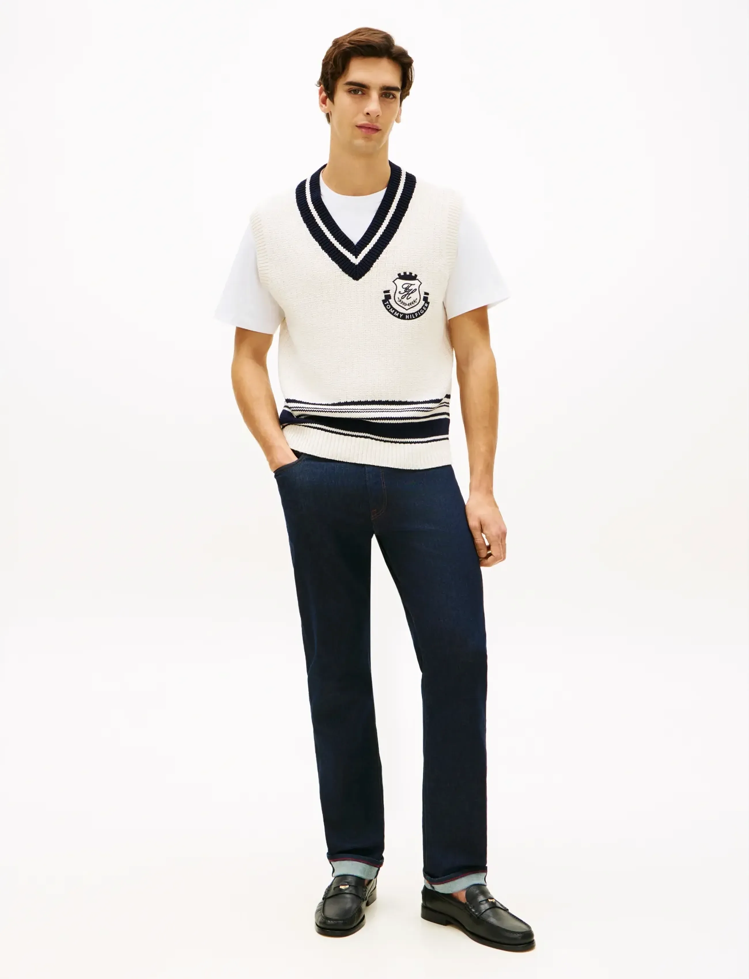Tommy Hilfiger - ATHLEISURE V NECK VEST - strikveste - ivory petal - 3