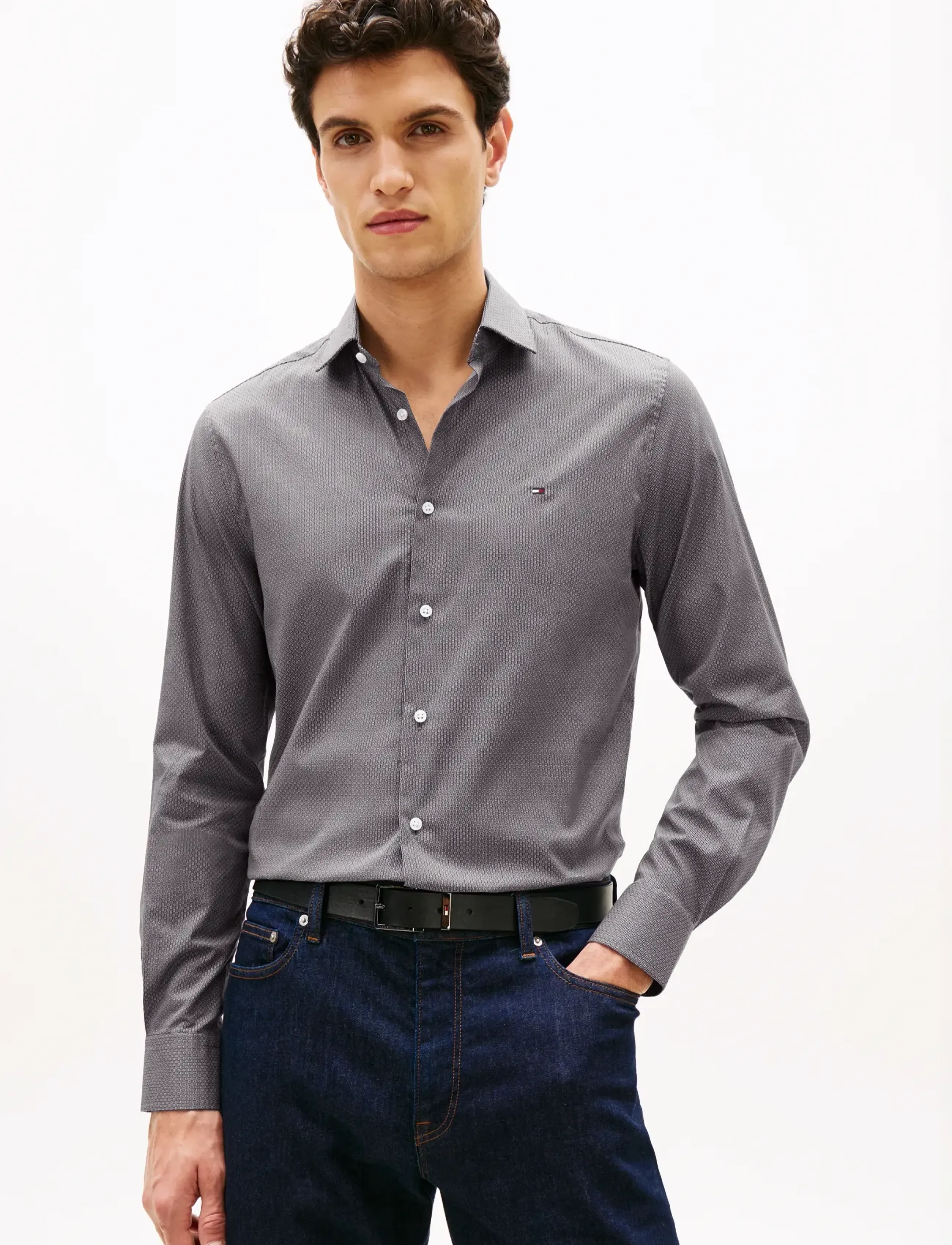 Tommy Hilfiger CL MICRO PRINT SHIRT - Casual shirts - BLACK / black