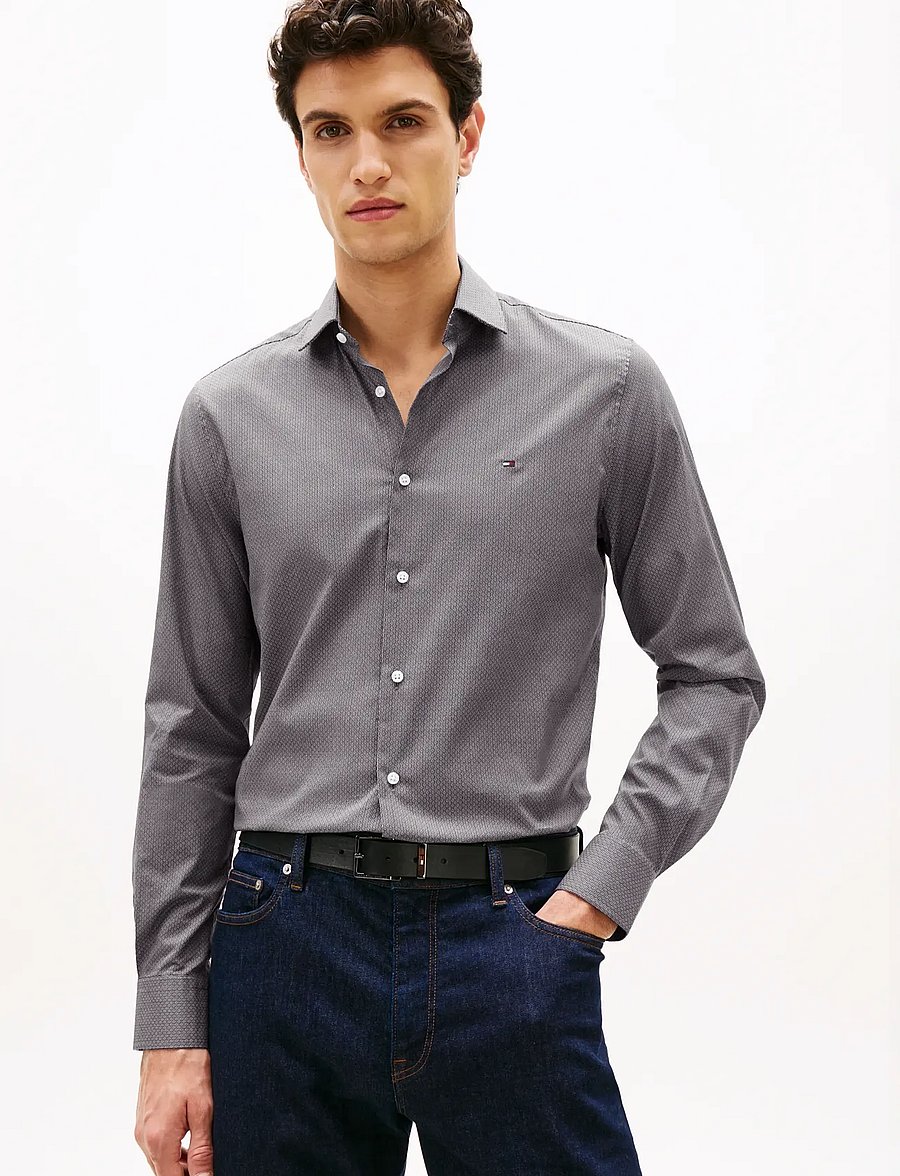 Tommy Hilfiger - CL MICRO PRINT SHIRT - casual shirts - black - 0