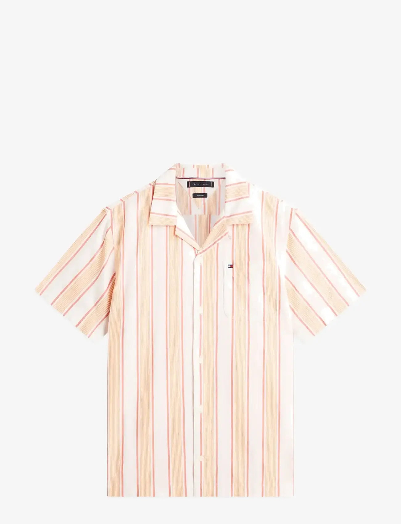 Tommy Hilfiger - OPEN STRUCTURE SHIRT - kortærmede skjorter - brilliant orange   stripe - 1