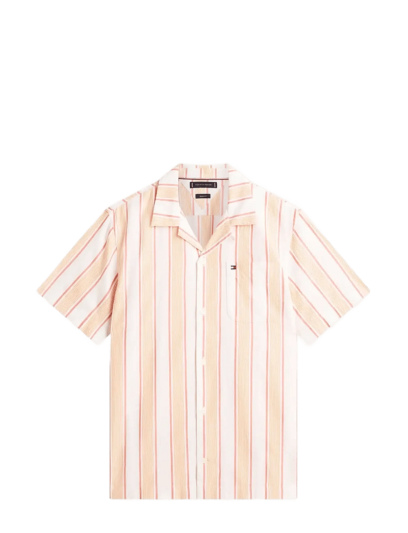 Tommy Hilfiger - OPEN STRUCTURE SHIRT - kortærmede skjorter - brilliant orange stripe - 1
