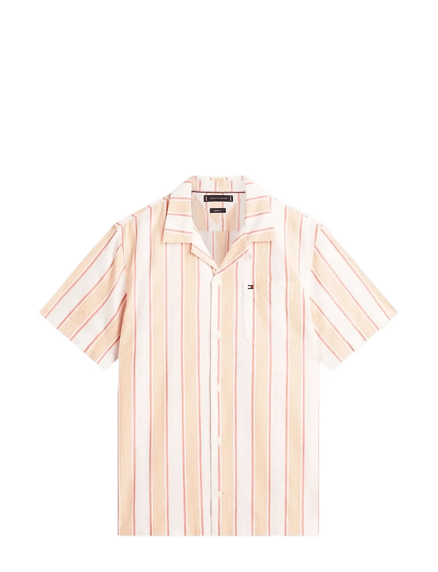 Tommy Hilfiger - OPEN STRUCTURE SHIRT - lühikeste varrukatega särgid - brilliant orange stripe - 1