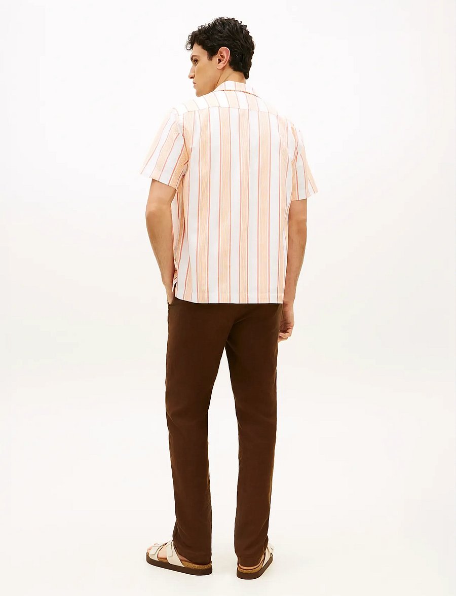 Tommy Hilfiger - OPEN STRUCTURE SHIRT - lühikeste varrukatega särgid - brilliant orange stripe - 2
