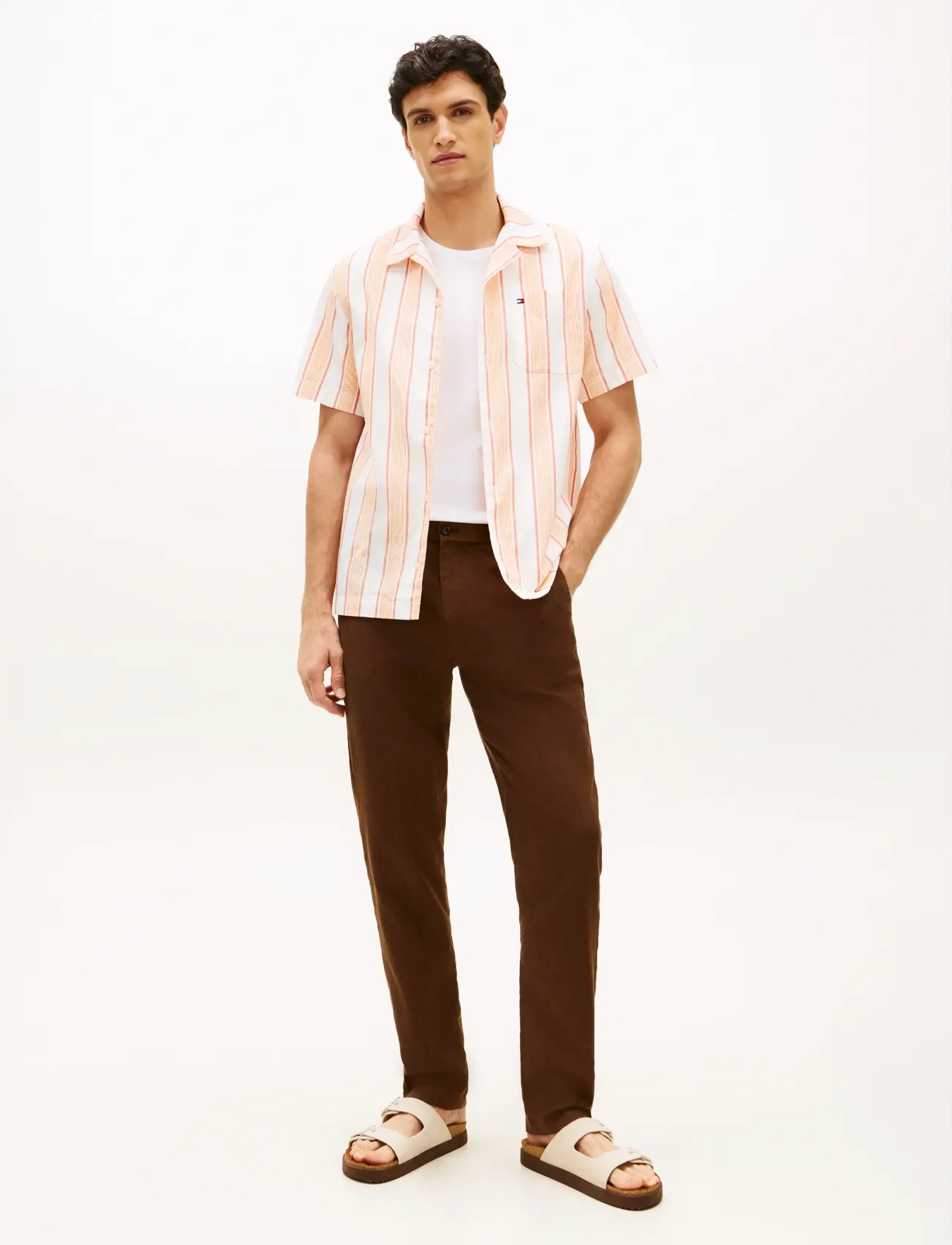 Tommy Hilfiger - OPEN STRUCTURE SHIRT - short-sleeved shirts - brilliant orange   stripe - 3