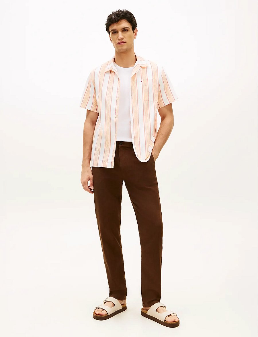Tommy Hilfiger - OPEN STRUCTURE SHIRT - lühikeste varrukatega särgid - brilliant orange stripe - 3