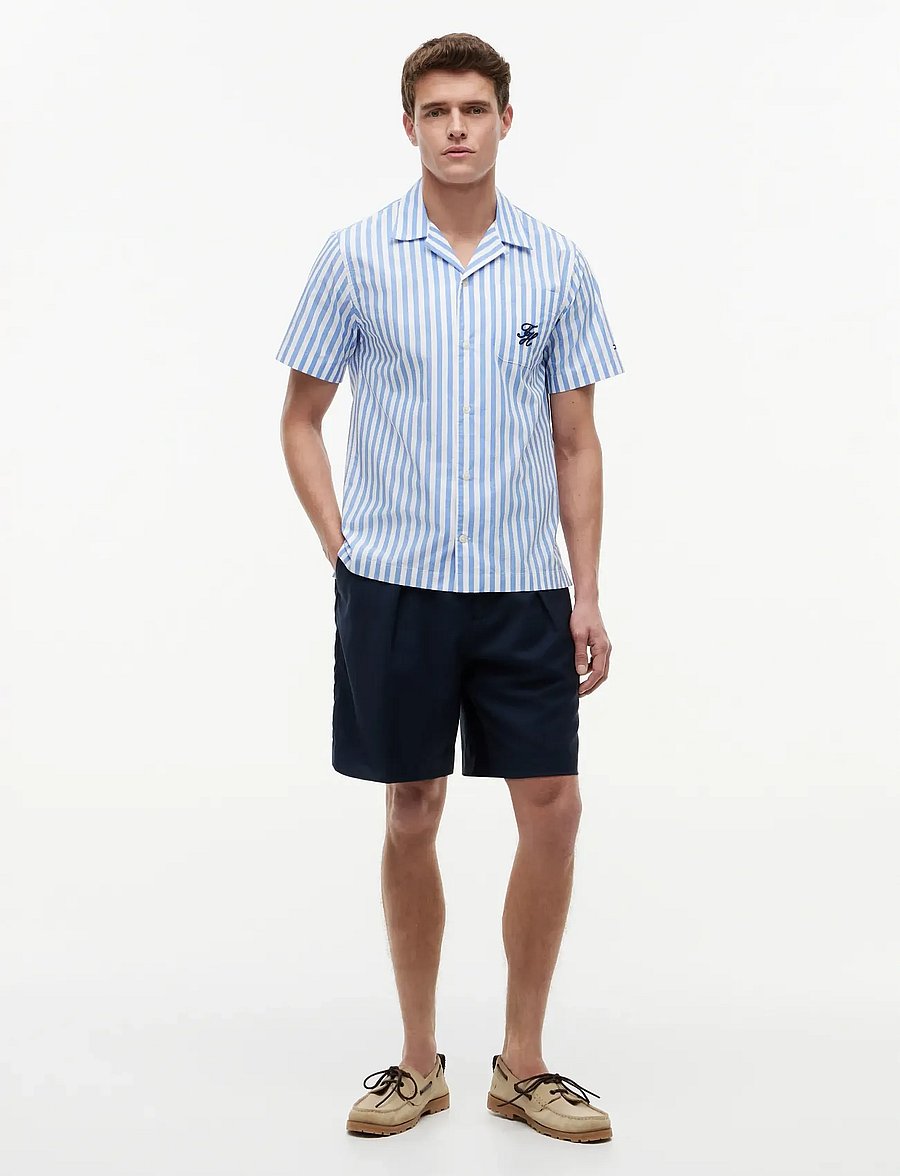 Tommy Hilfiger - PAPERTOUCH POP STP SSLV SWIMSHOP - kortærmede skjorter - blue spell stripe - 4