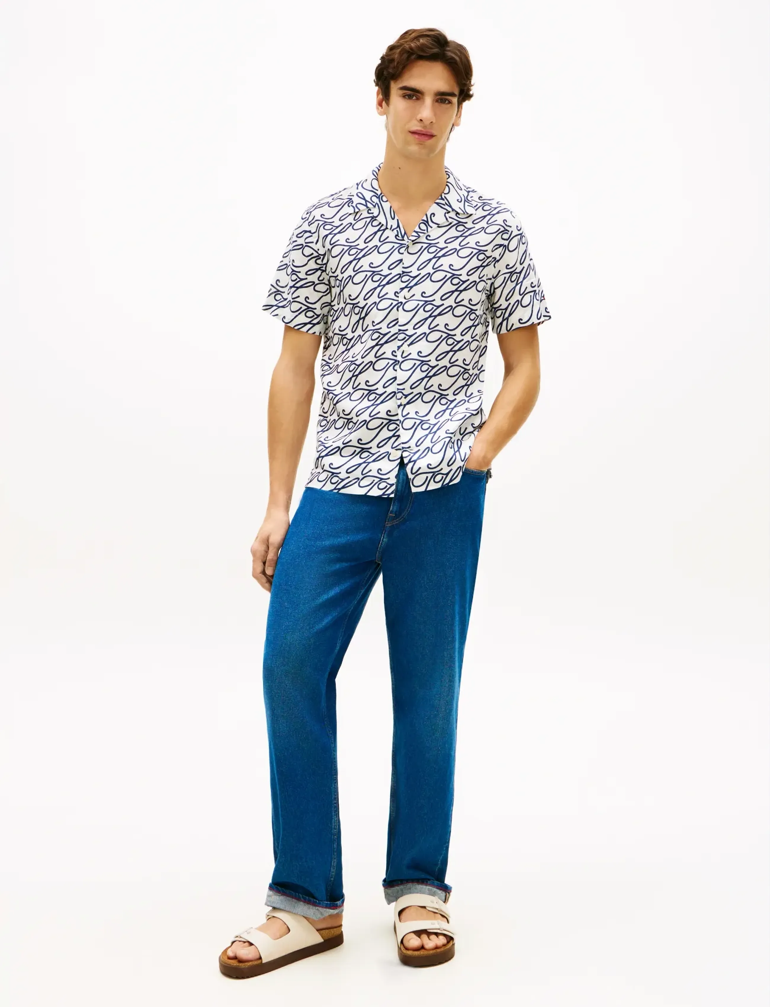 Tommy Hilfiger - LINEN CAMP COLLAR SSLV SWIMSHOP - kortærmede skjorter - ecru   allover - 3