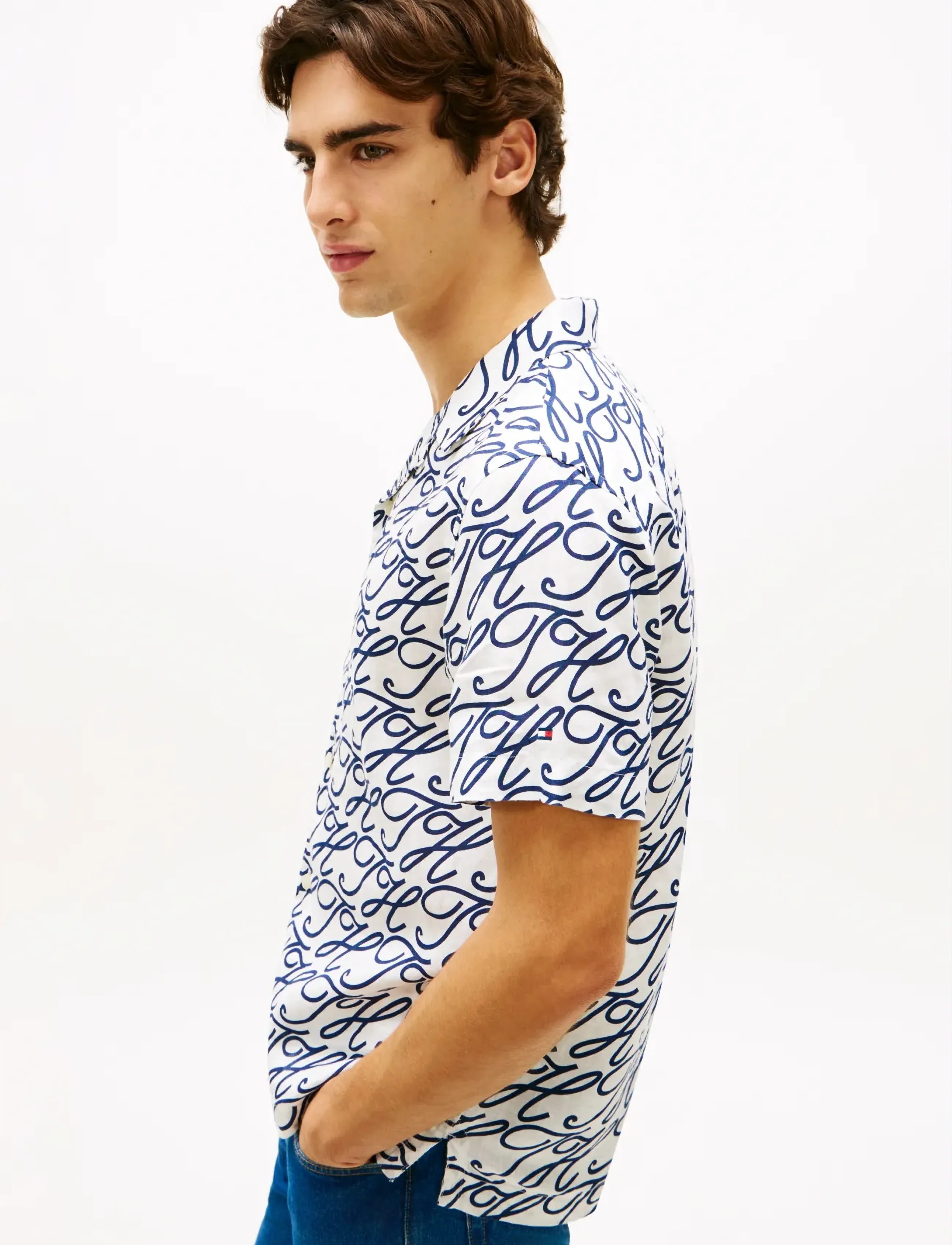 Tommy Hilfiger - LINEN CAMP COLLAR SSLV SWIMSHOP - kortærmede skjorter - ecru   allover - 4
