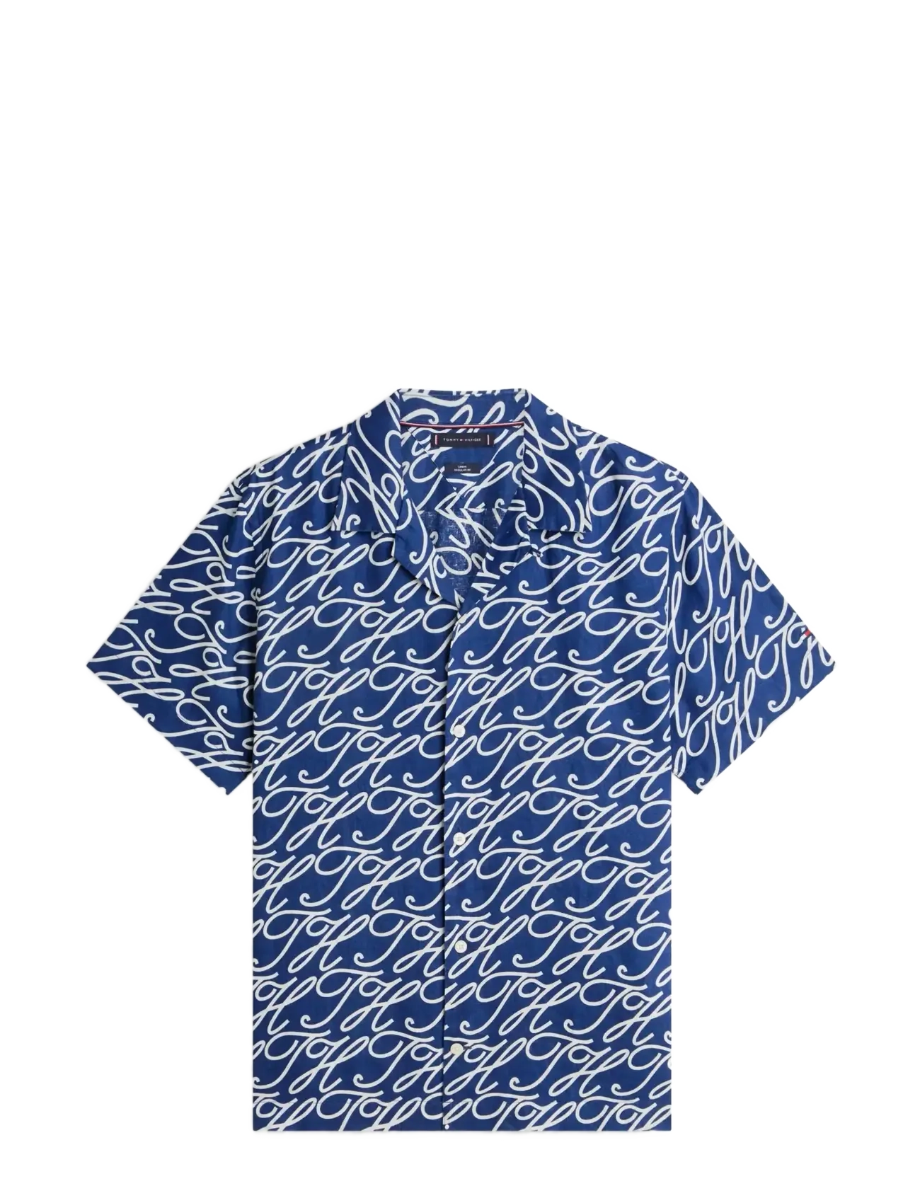 Tommy Hilfiger LINEN CAMP COLLAR SSLV SWIMSHOP - Särgid - PREPPY NAVY   ALLOVER / blue