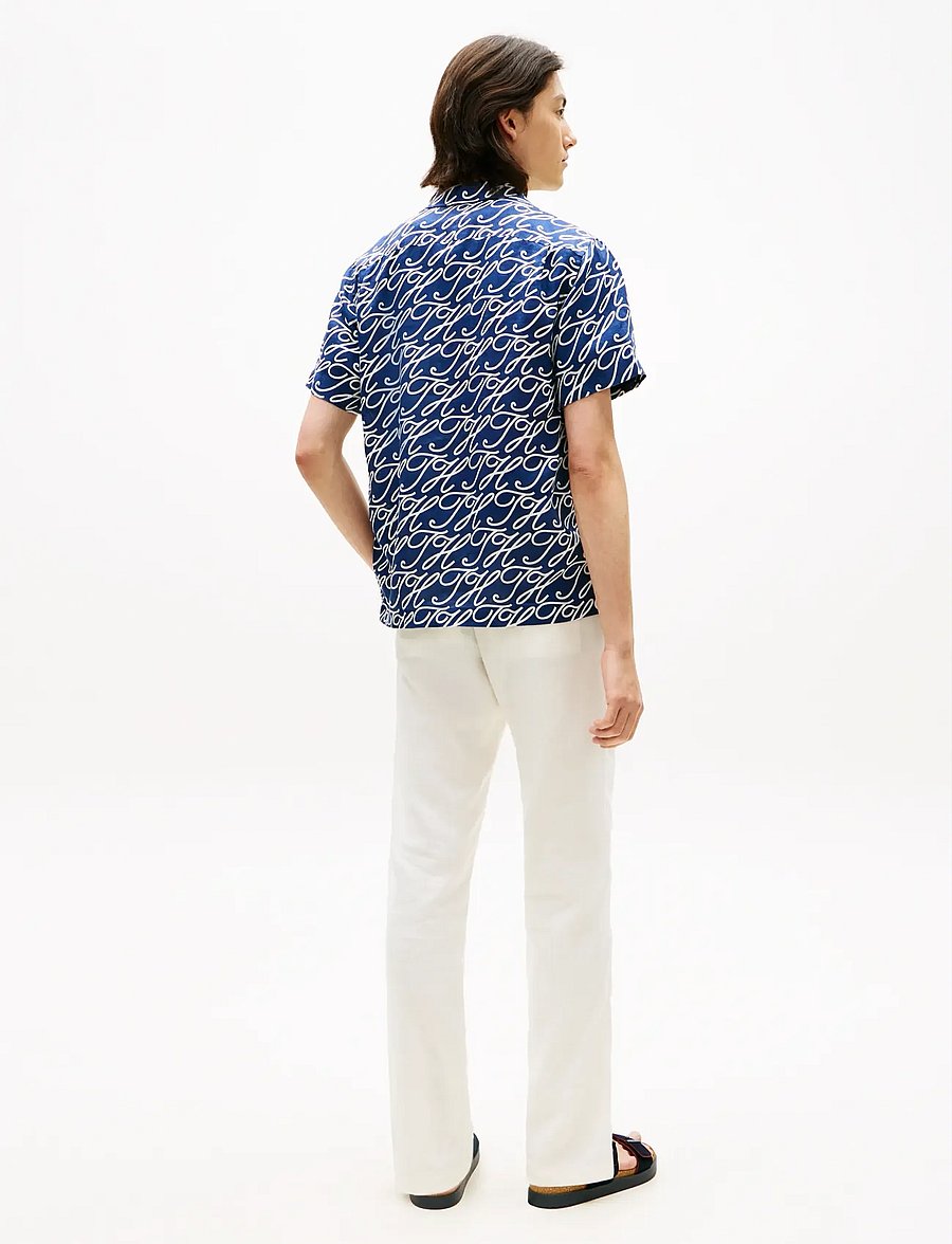 Tommy Hilfiger - LINEN CAMP COLLAR SSLV SWIMSHOP - stytterma skyrtur - preppy navy allover - 2