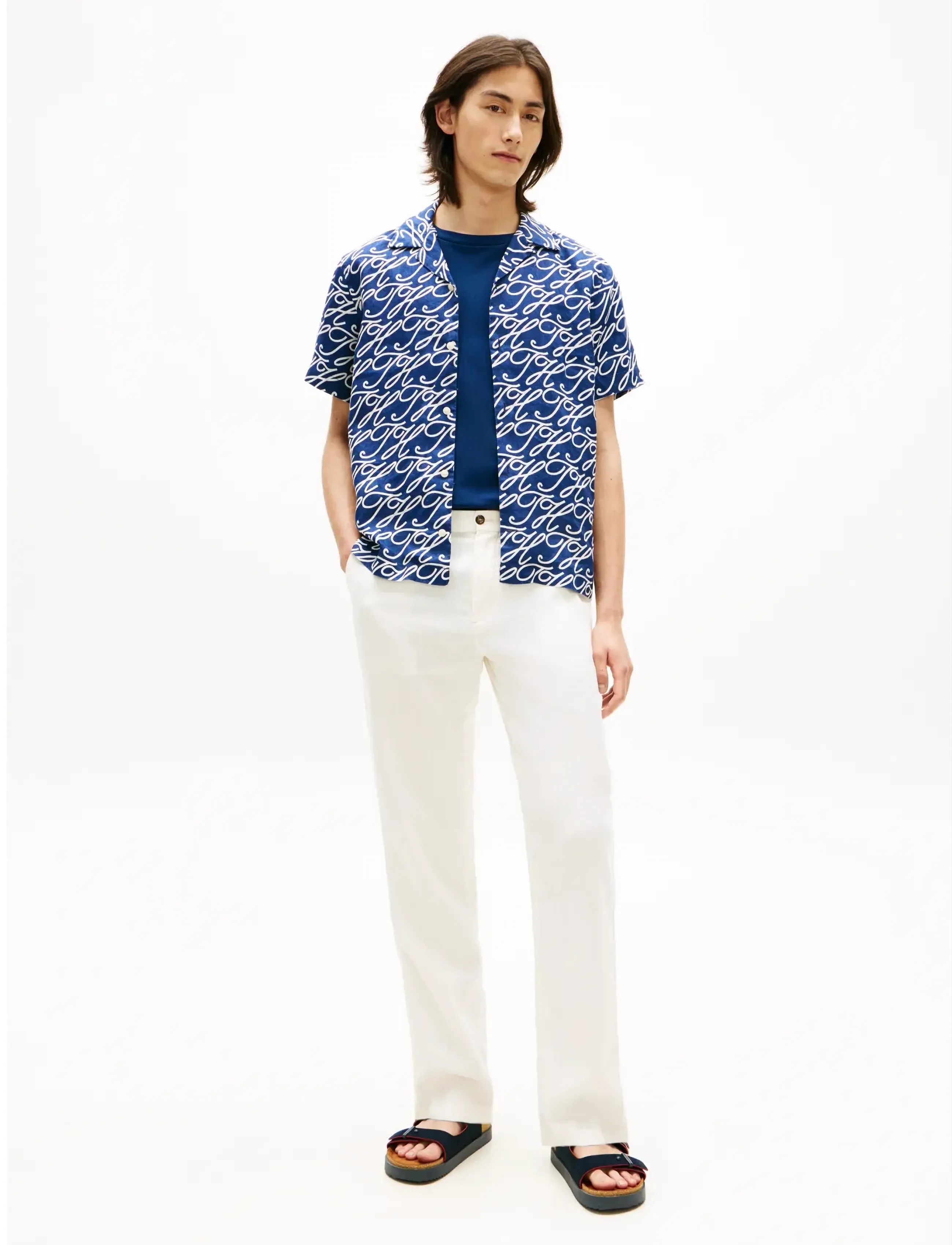 Tommy Hilfiger - LINEN CAMP COLLAR SSLV SWIMSHOP - kortærmede skjorter - preppy navy   allover - 3