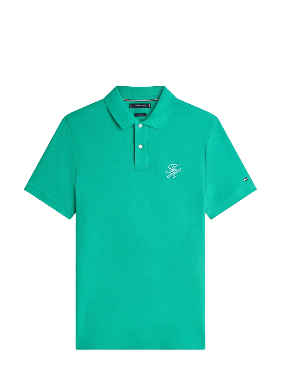 Tommy Hilfiger - TH SCRIPT REG POLO - kortærmede poloer - jade wink - 1