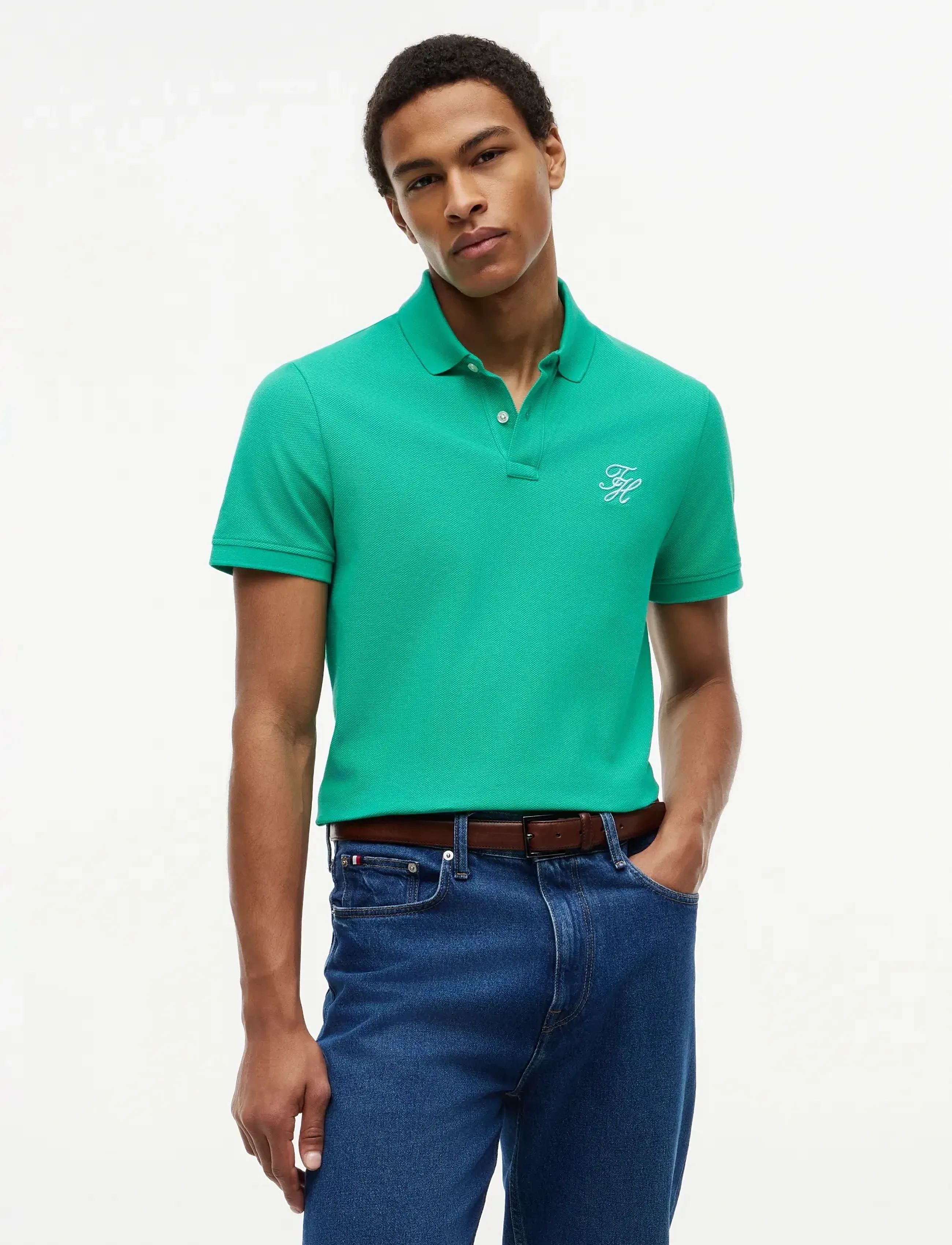 Tommy Hilfiger TH SCRIPT REG POLO - Farsdag - JADE WINK / green