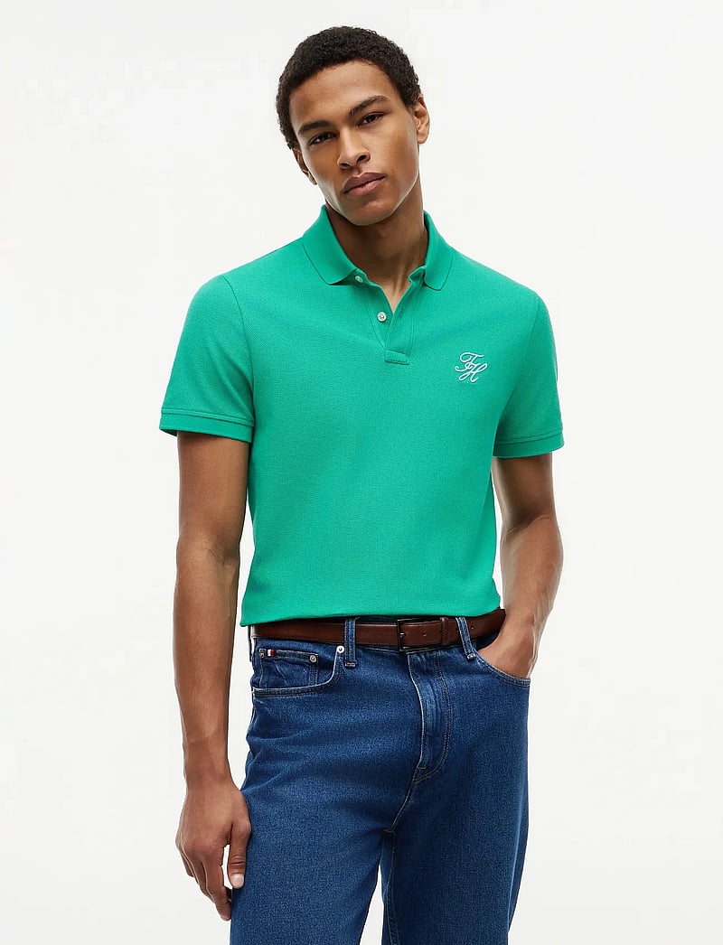 Tommy Hilfiger - TH SCRIPT REG POLO - kortærmede poloer - jade wink - 0