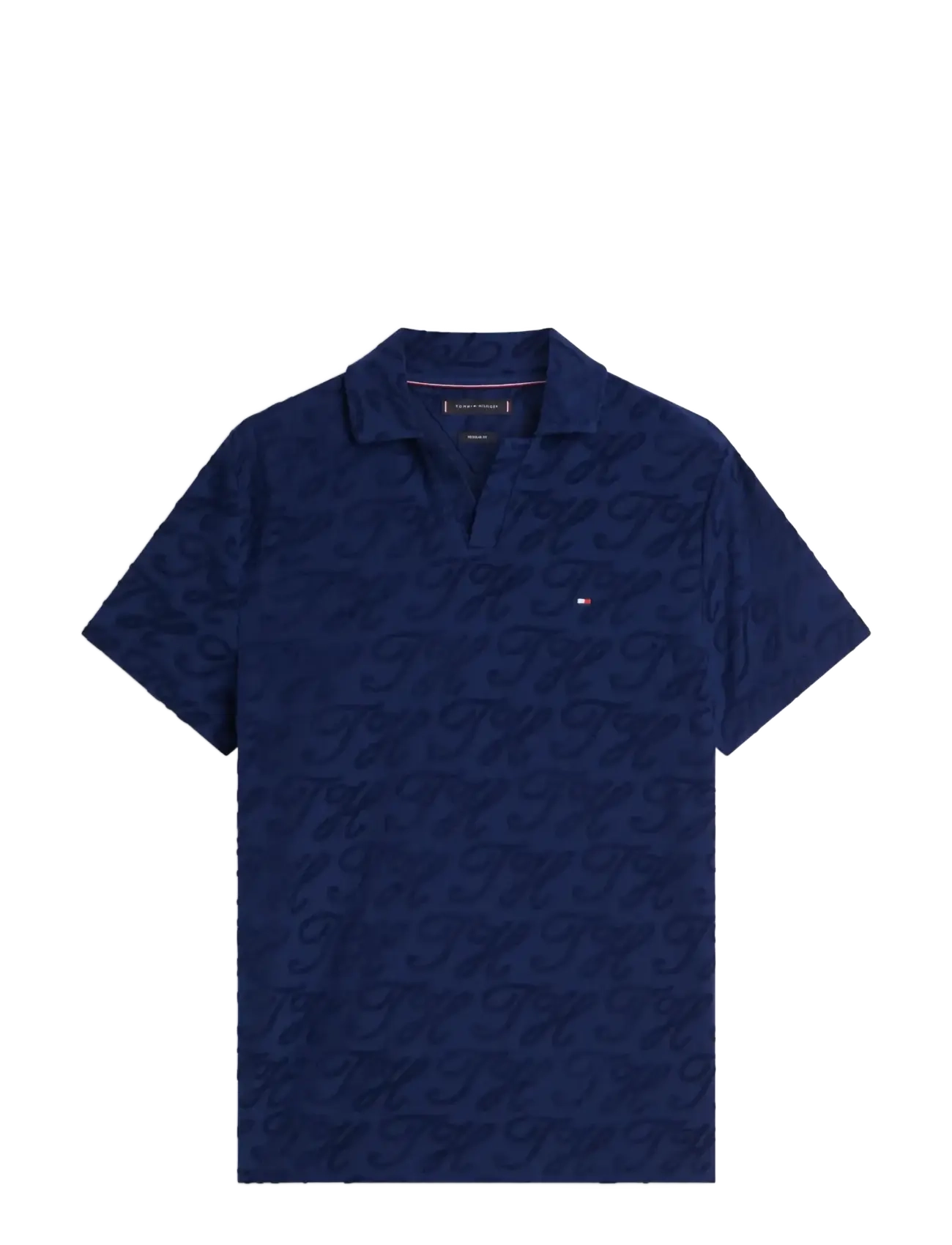Tommy Hilfiger JONNY COLLAR TOWEL JACQ REG POLO - Kortærmede poloer - CARBON NAVY / navy