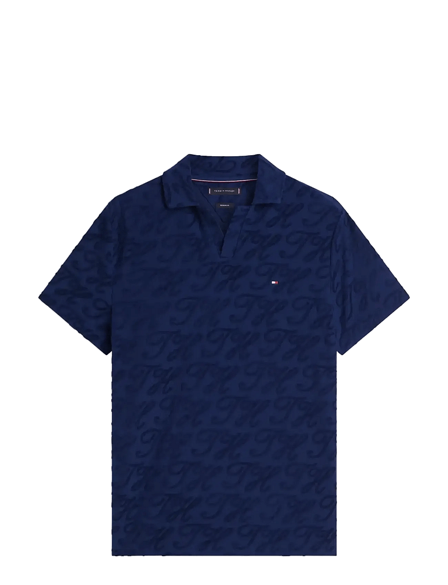 Tommy Hilfiger - JONNY COLLAR TOWEL JACQ REG POLO - kurzärmelig - carbon navy - 1