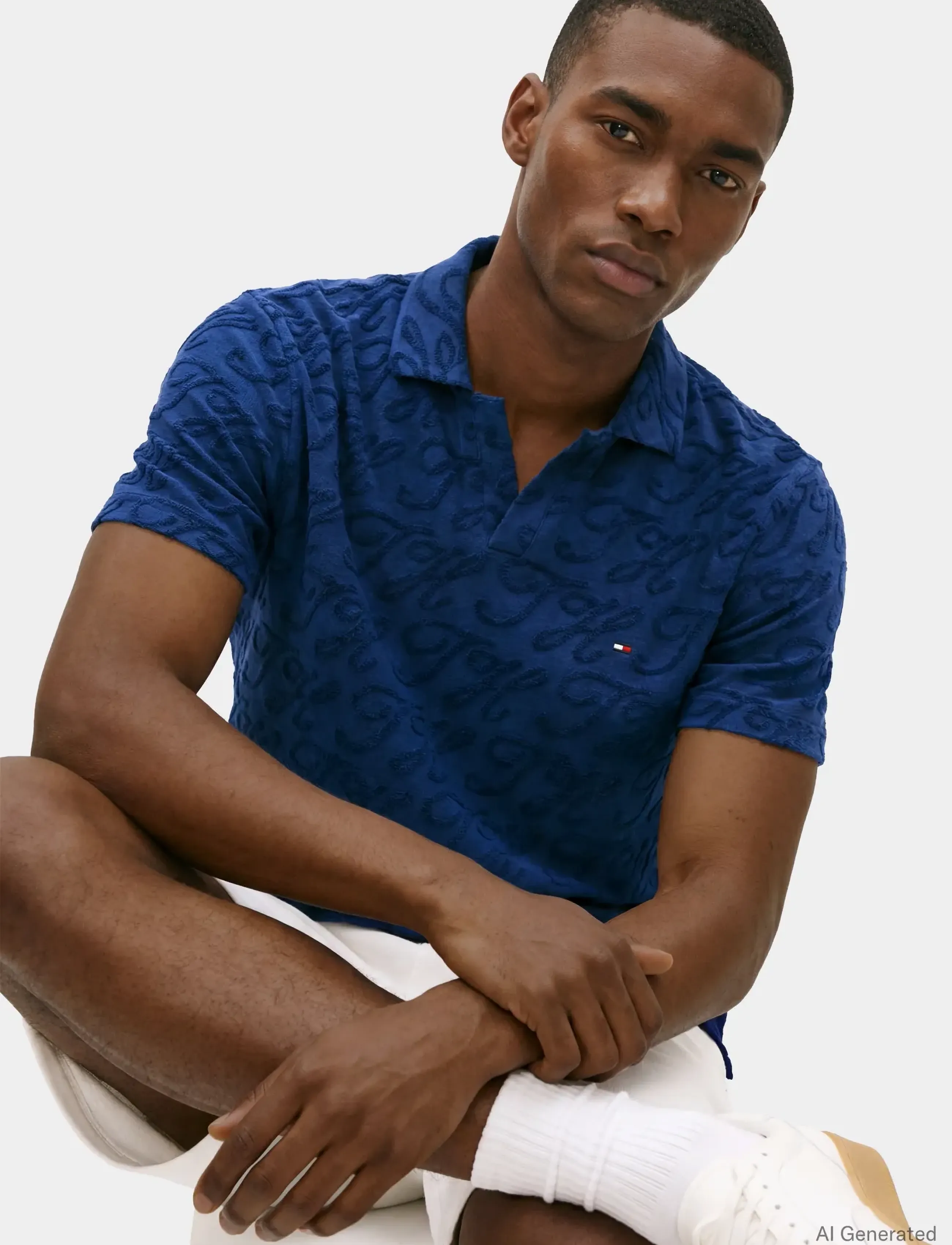 Tommy Hilfiger - JONNY COLLAR TOWEL JACQ REG POLO - kortærmede poloer - carbon navy - 3