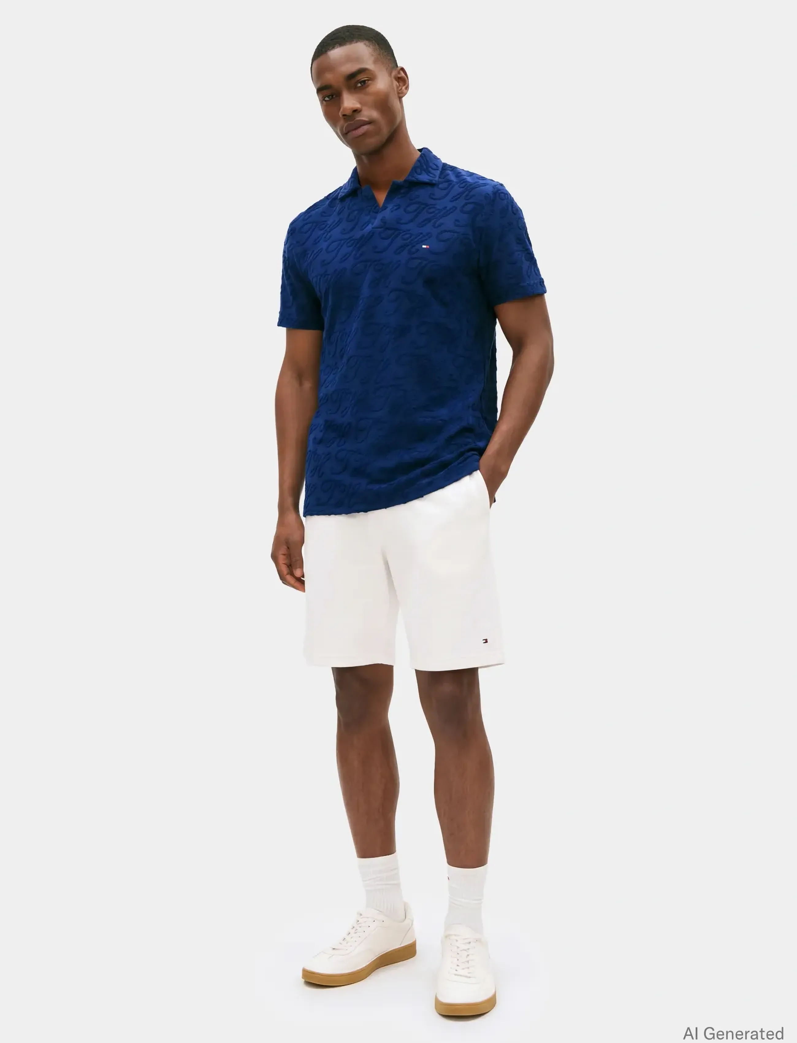 Tommy Hilfiger - JONNY COLLAR TOWEL JACQ REG POLO - kortærmede poloer - carbon navy - 4