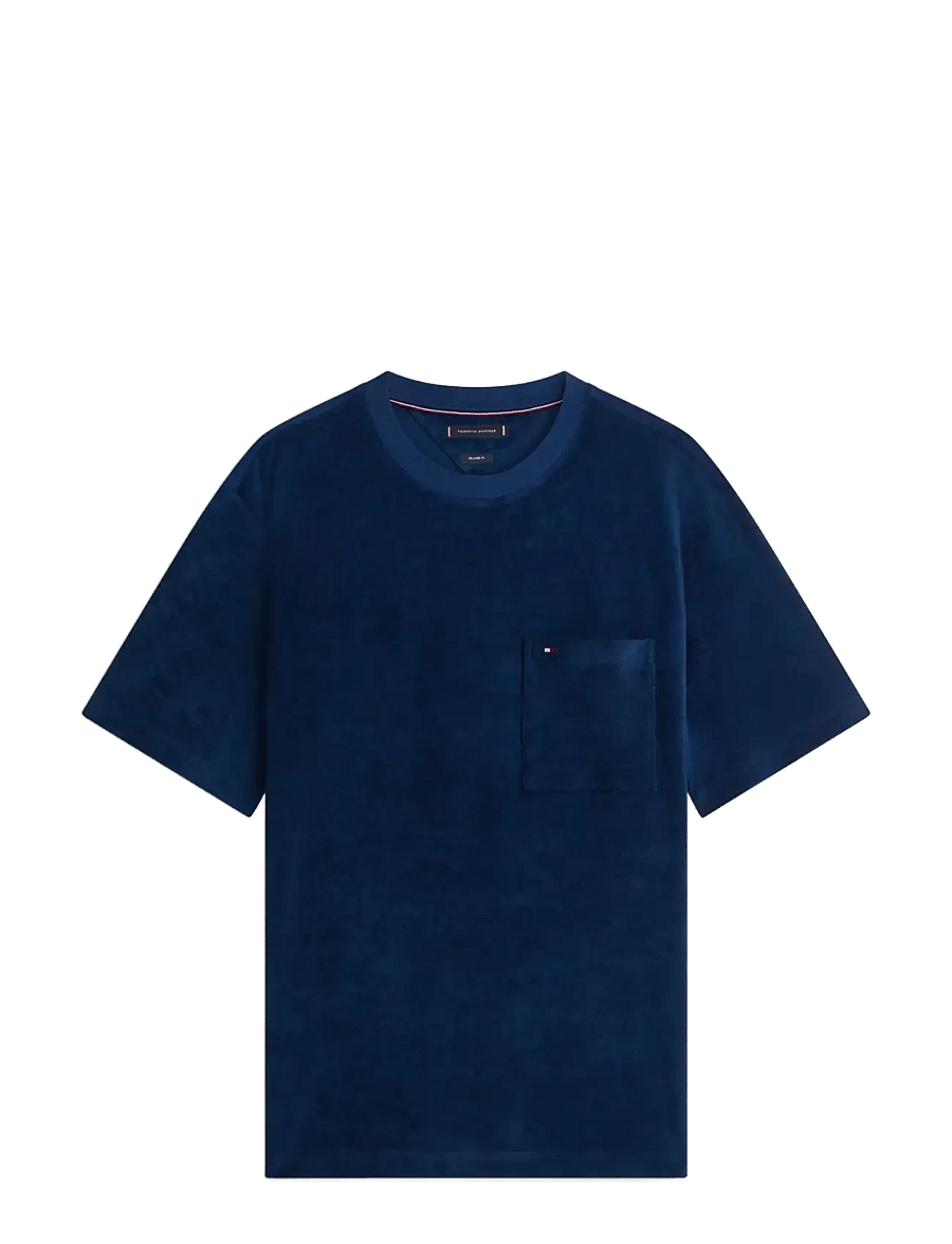 Tommy Hilfiger - TOWELLING T-SHIRT - kortärmade t-shirts - carbon navy - 1