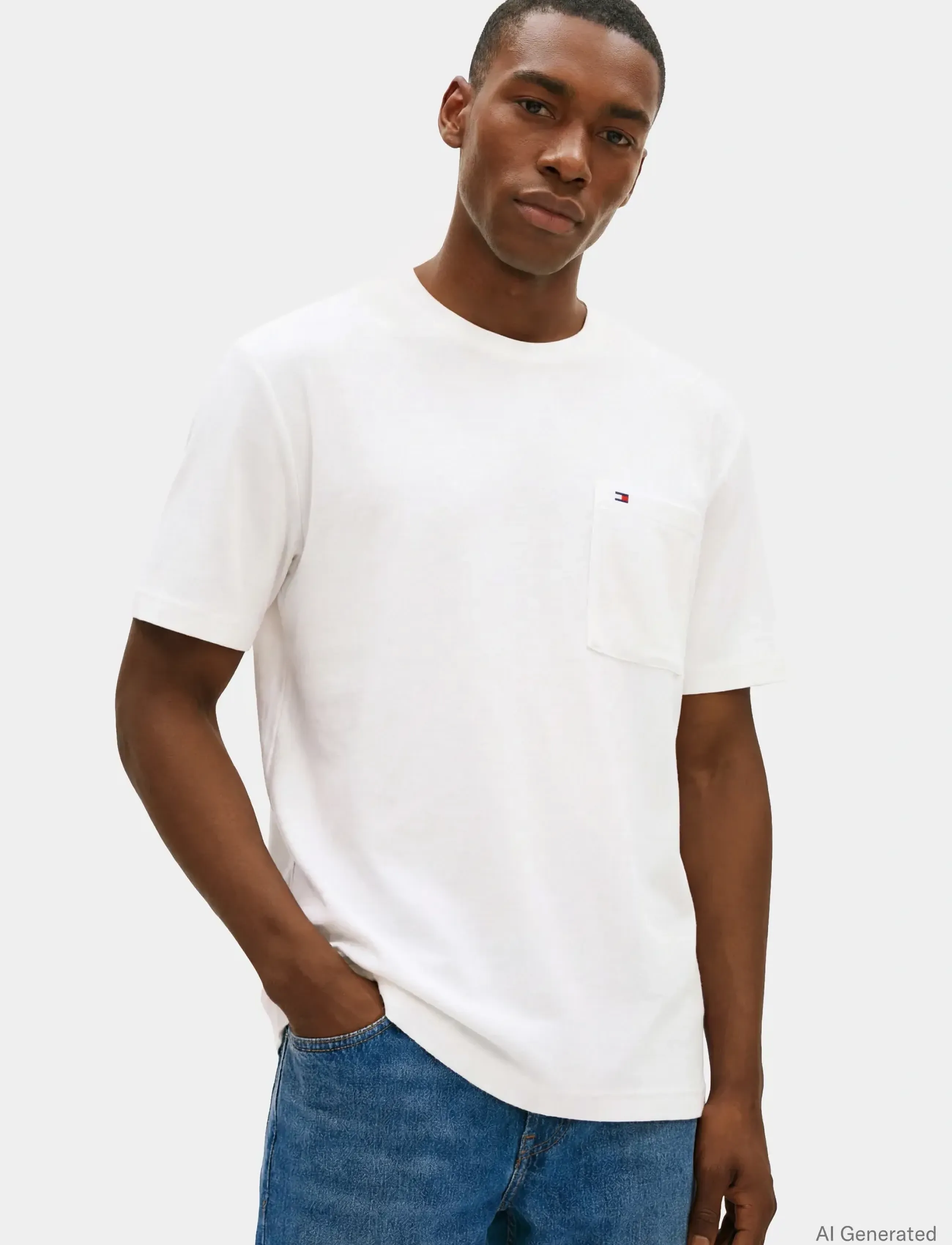 Tommy Hilfiger Towelling T-Shirt, XL, T-shirts, Weiß - Short-sleeved, Männerswear