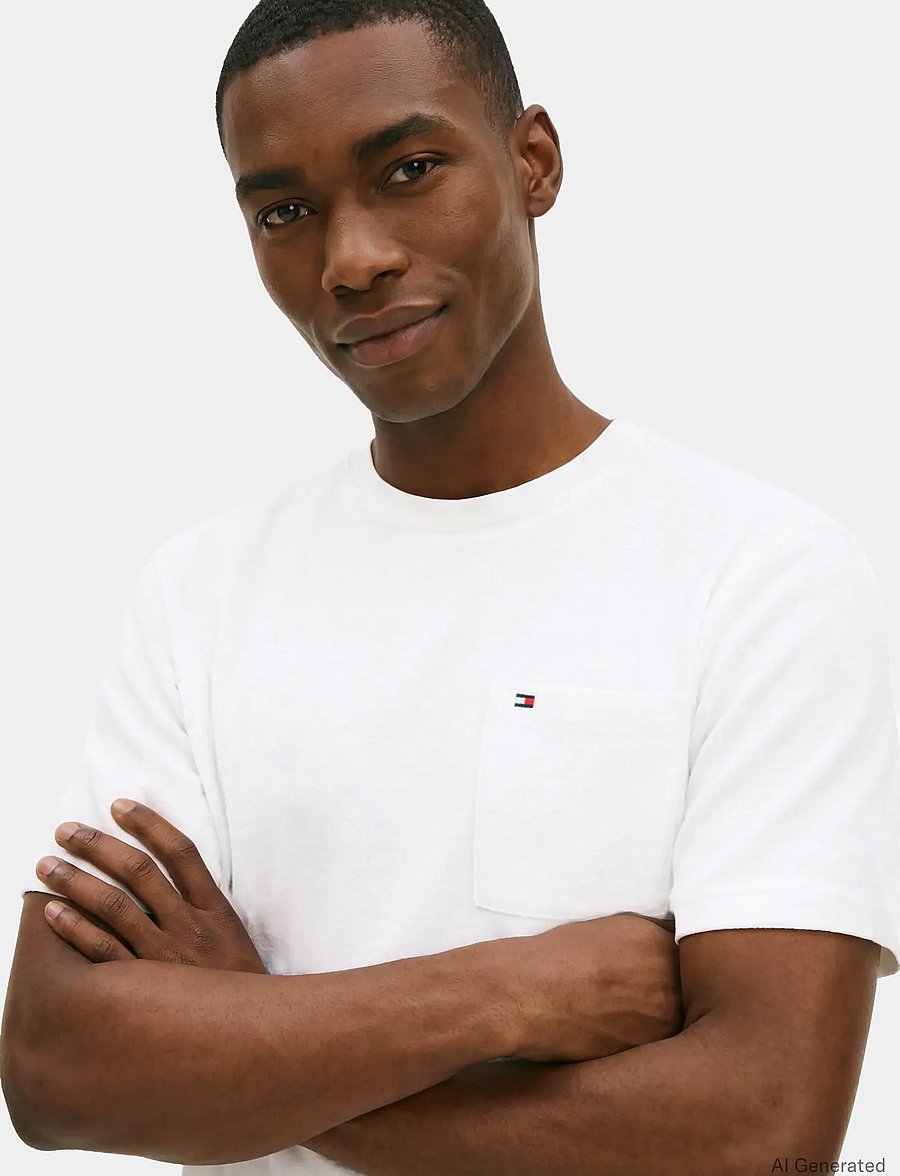 Tommy Hilfiger - TOWELLING T-SHIRT - kortärmade t-shirts - ecru - 3