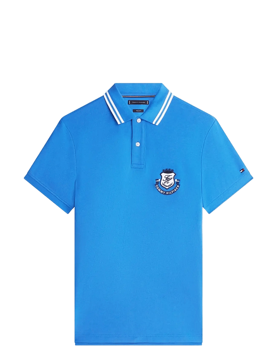 Tommy Hilfiger - PIQUE BADGE REG POLO - kortærmede poloer - blue orbit - 1