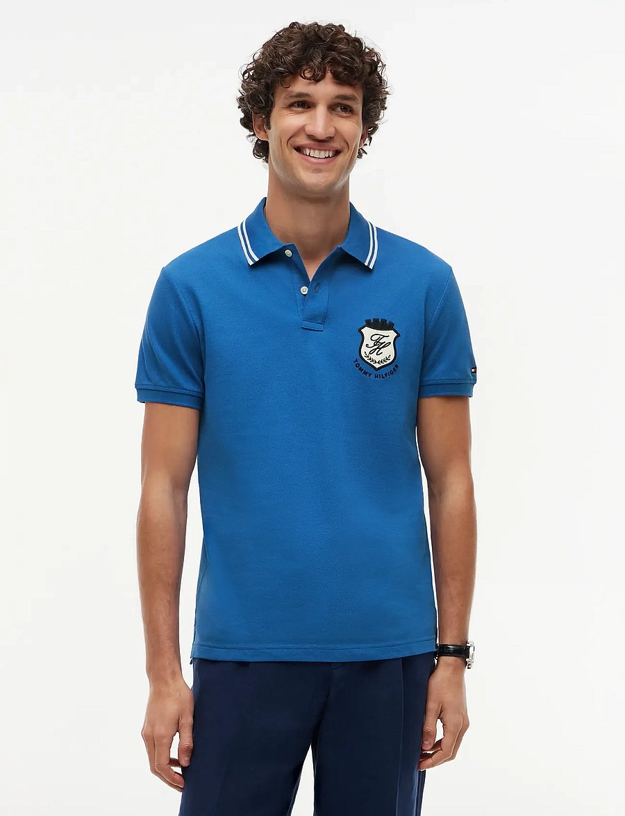 Tommy Hilfiger - PIQUE BADGE REG POLO - kortærmede poloer - blue orbit - 0