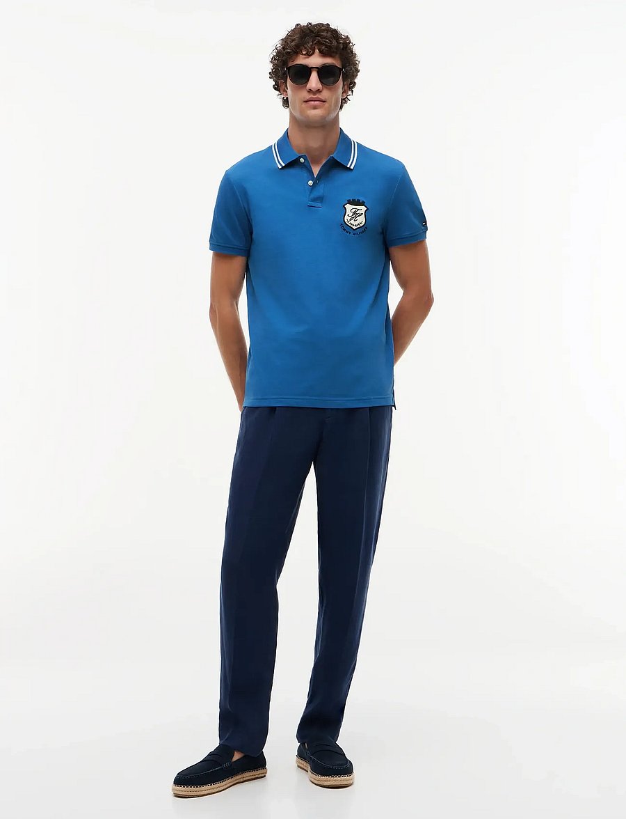 Tommy Hilfiger - PIQUE BADGE REG POLO - kortærmede poloer - blue orbit - 4
