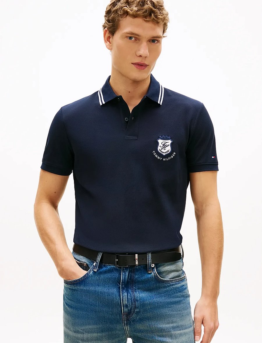 Tommy Hilfiger - PIQUE BADGE REG POLO - polo marškinėliai trumpomis rankovėmis - desert sky - 0