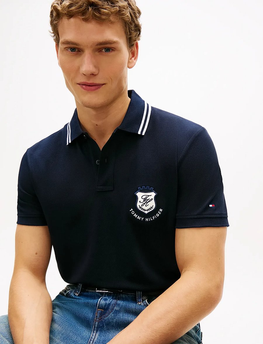 Tommy Hilfiger - PIQUE BADGE REG POLO - polo marškinėliai trumpomis rankovėmis - desert sky - 4