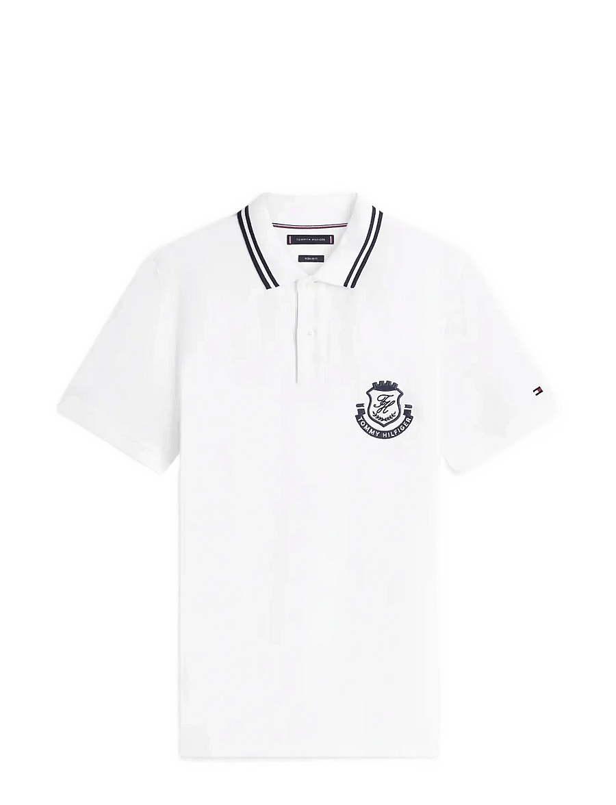 Tommy Hilfiger - PIQUE BADGE REG POLO - kortærmede poloer - white - 1