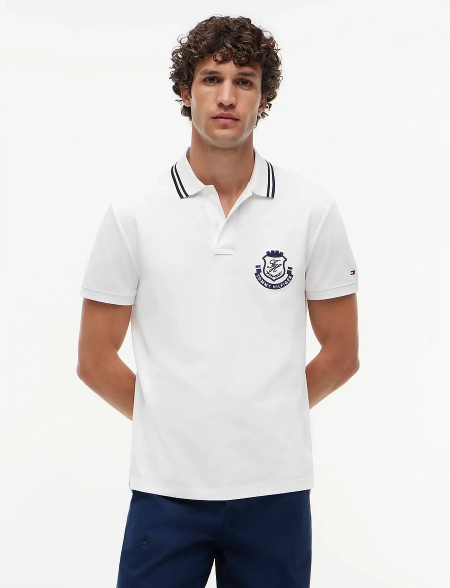 Tommy Hilfiger - PIQUE BADGE REG POLO - kortærmede poloer - white - 0