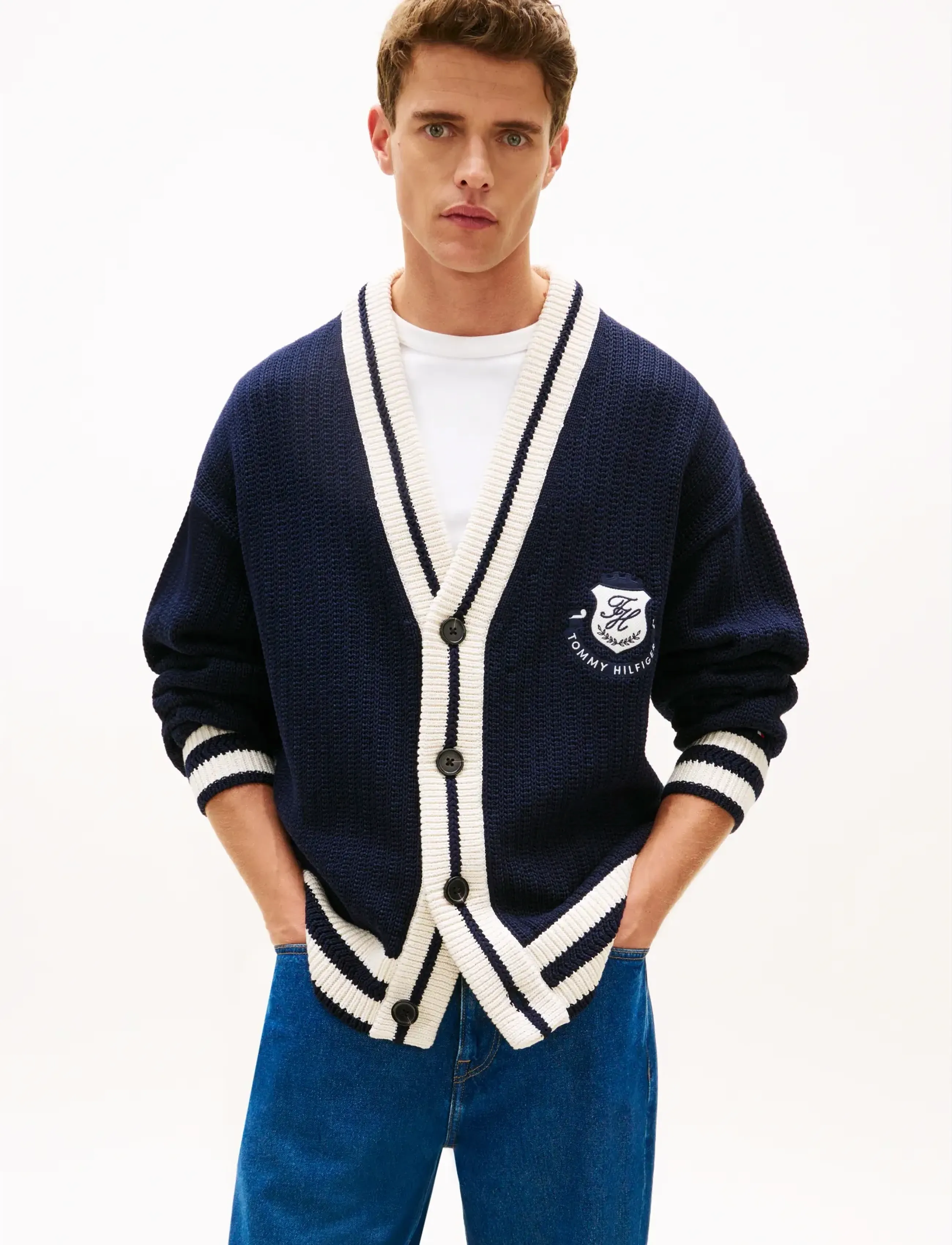 Tommy Hilfiger ATHLEISURE CRICKET CARDIGAN - Preppy - DESERT SKY / navy